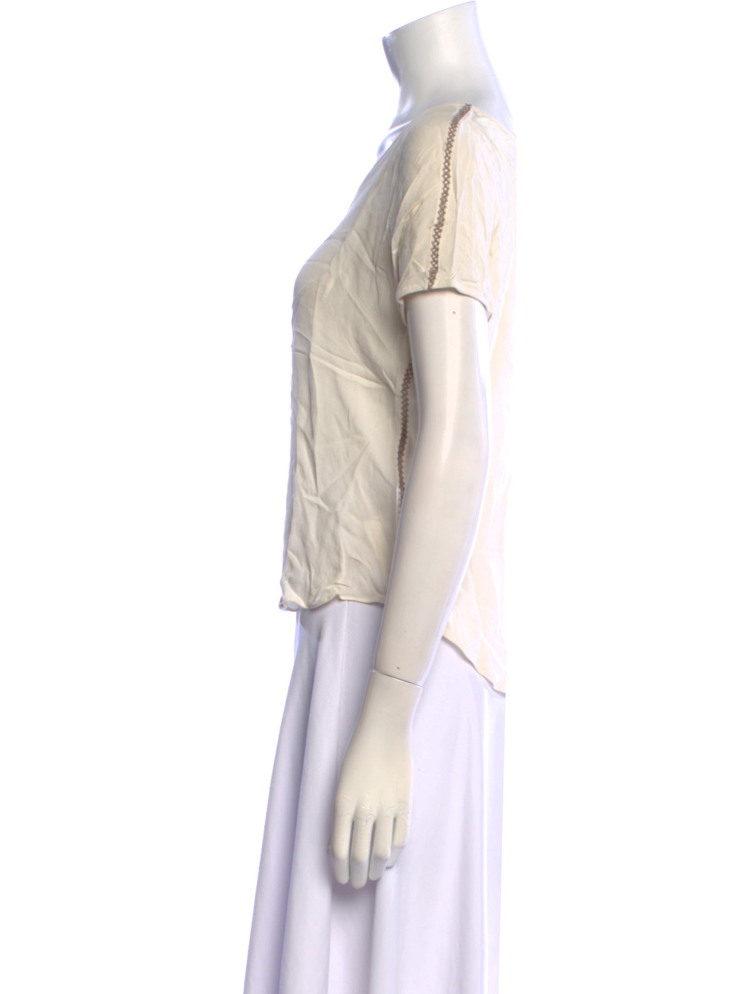 Halston Heritage Silk V-Neck Crop Top