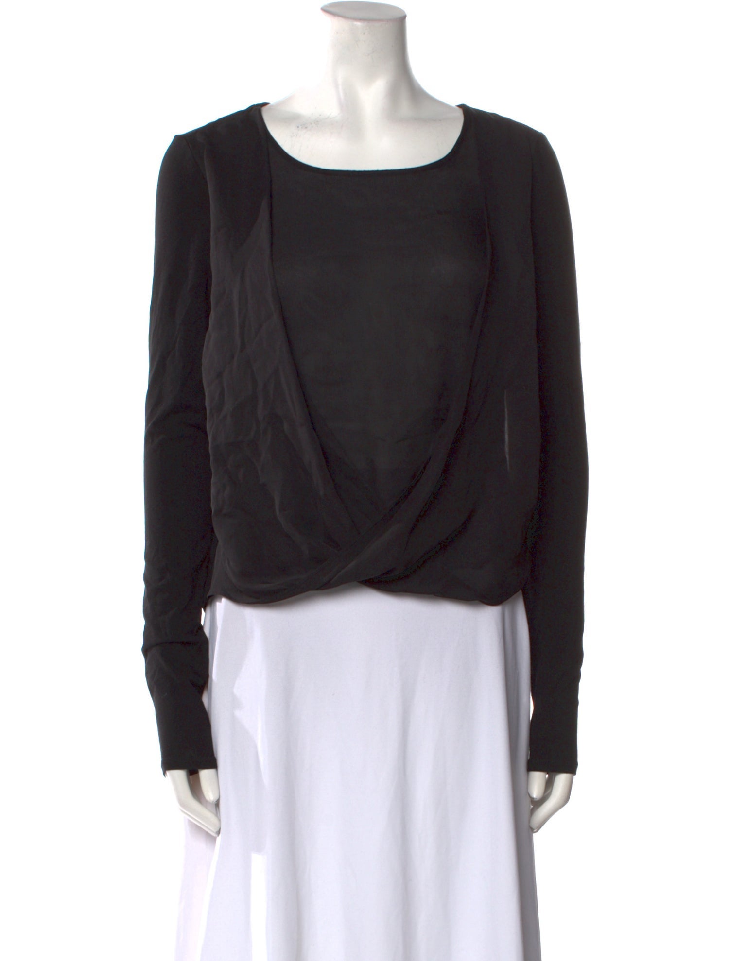 Halston Heritage Scoop Neck Long Sleeve Top