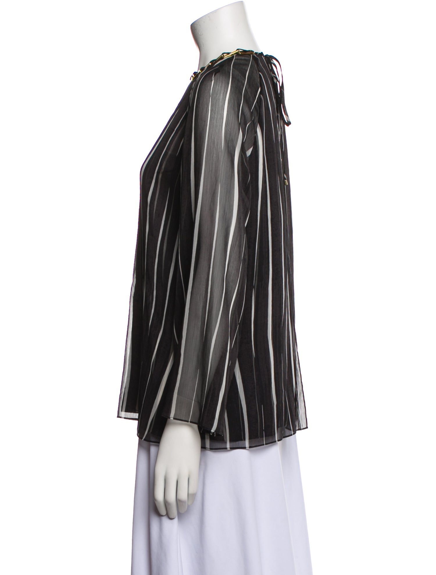 Halston Heritage Striped Mock Neck Blouse