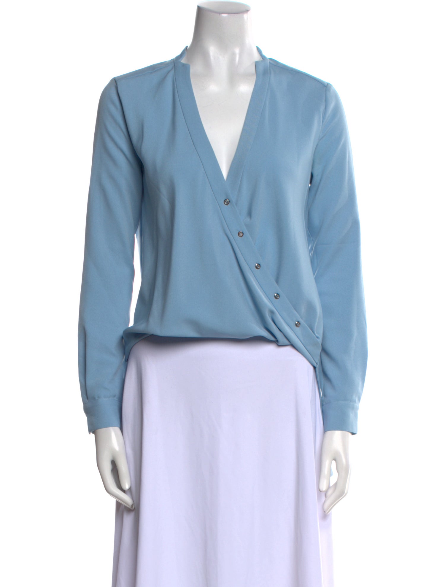 Halston Heritage V-Neck Long Sleeve Top