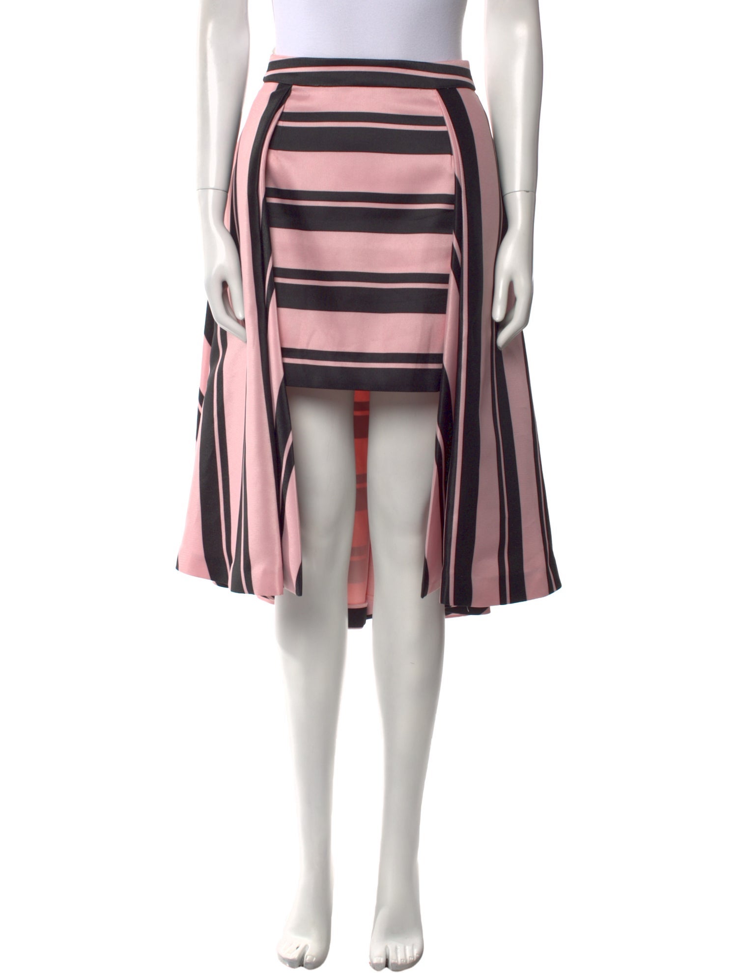 Halston Heritage Striped Midi Length Skirt