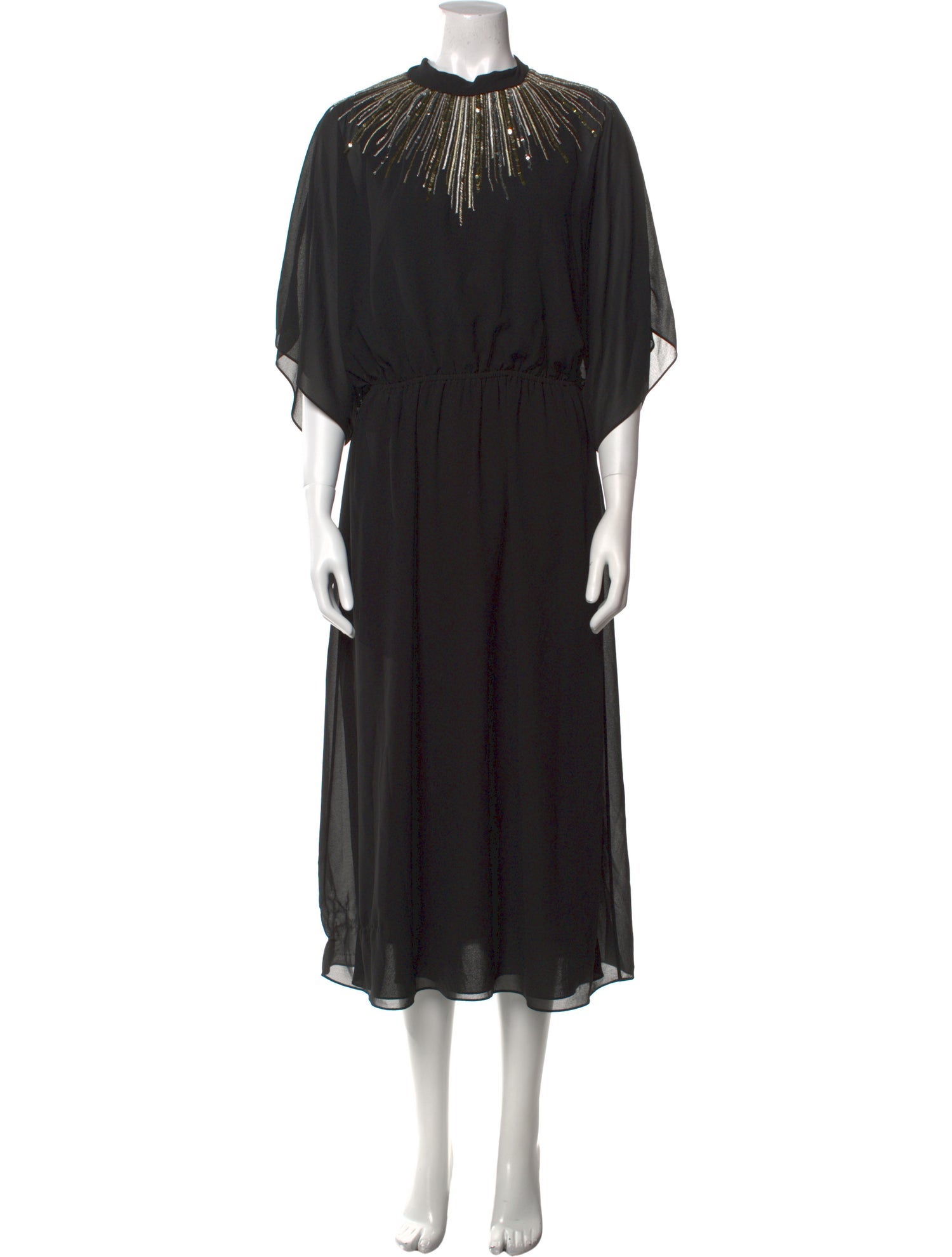 Halston Heritage Crew Neck Long Dress