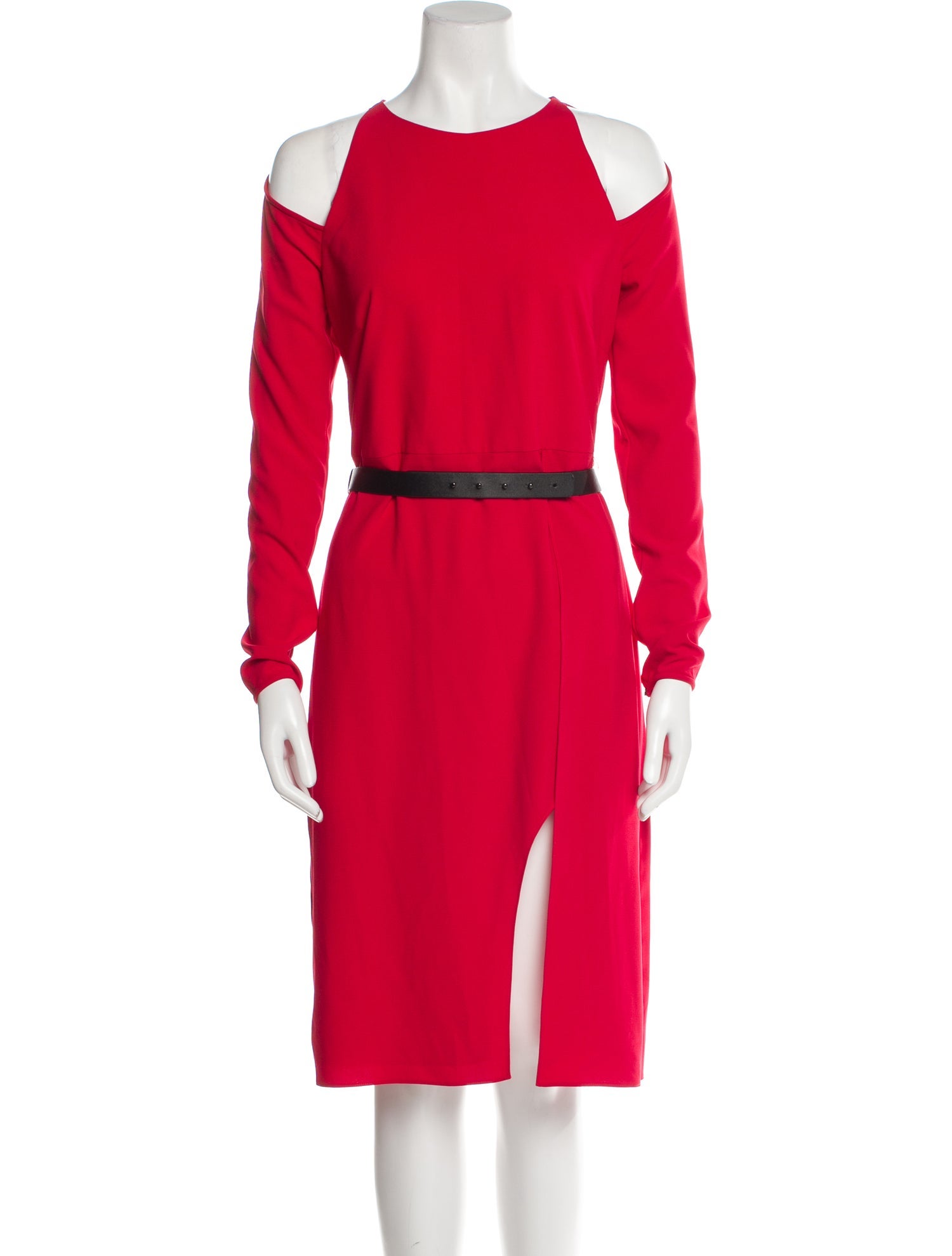 Halston Heritage Crew Neck Midi Length Dress