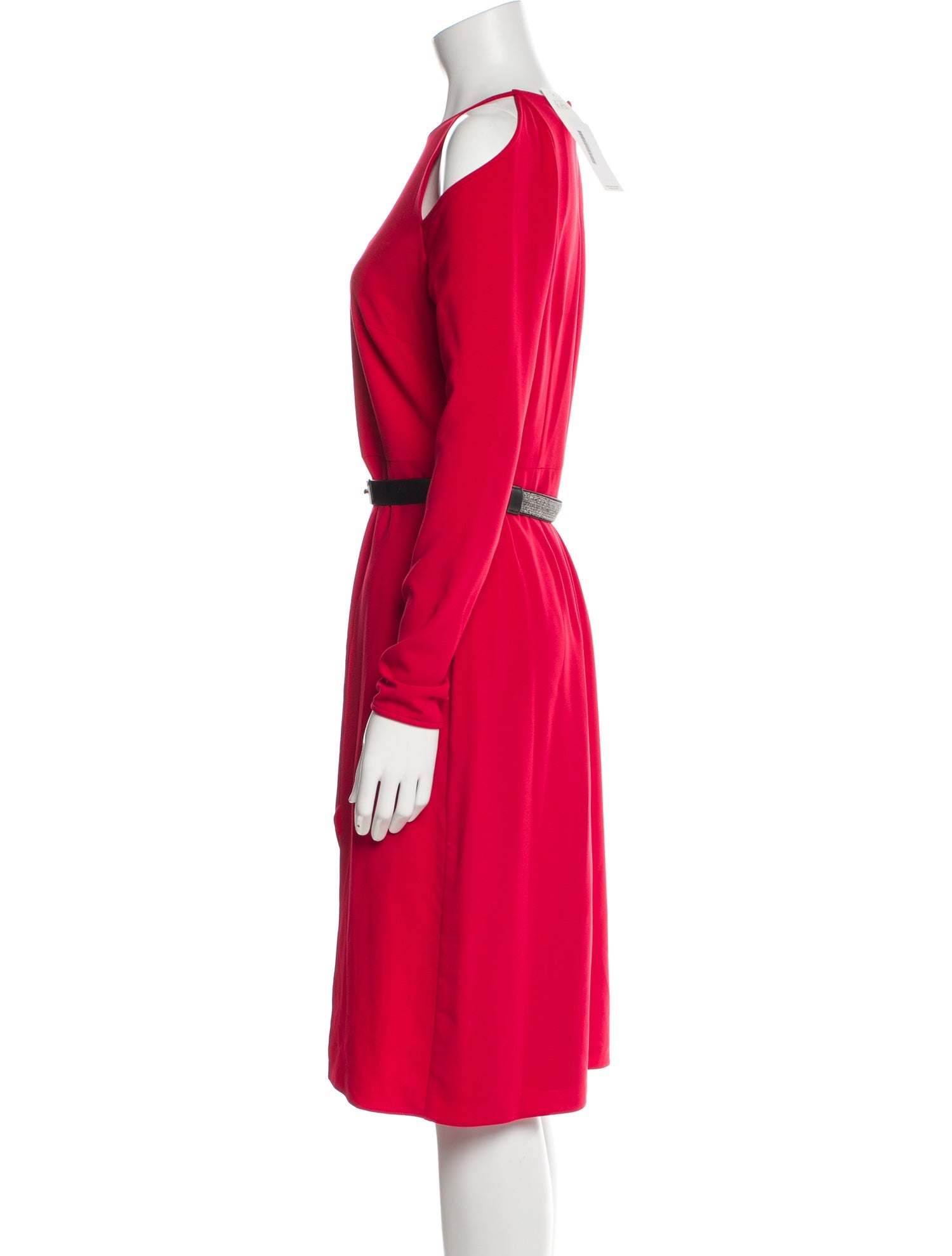 Halston Heritage Crew Neck Midi Length Dress