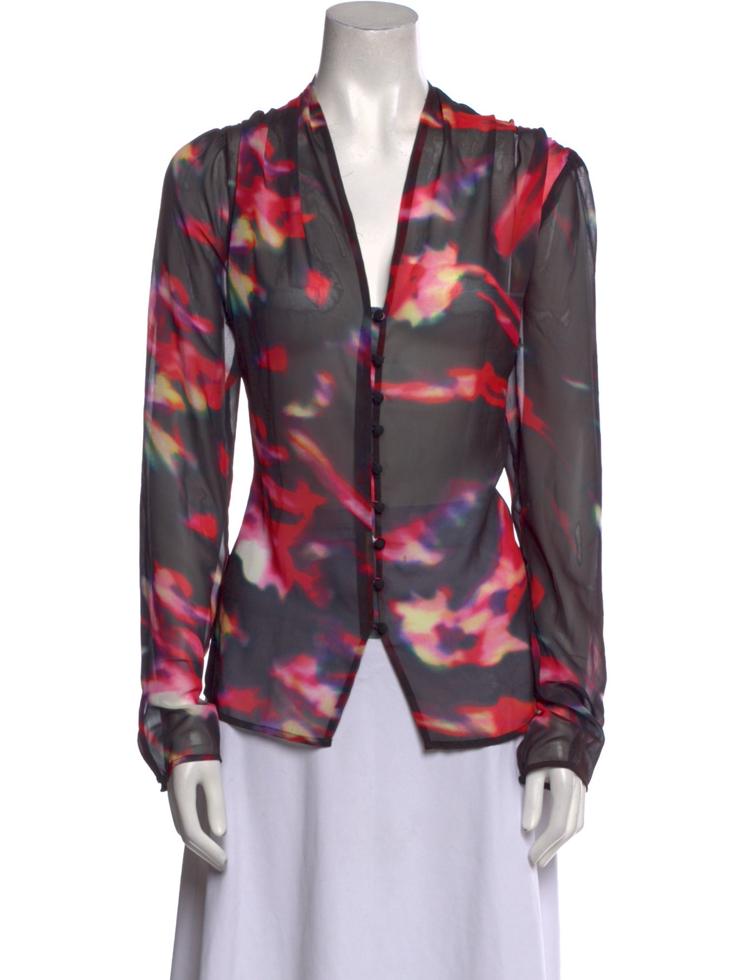 Halston Heritage Printed V-Neck Blouse