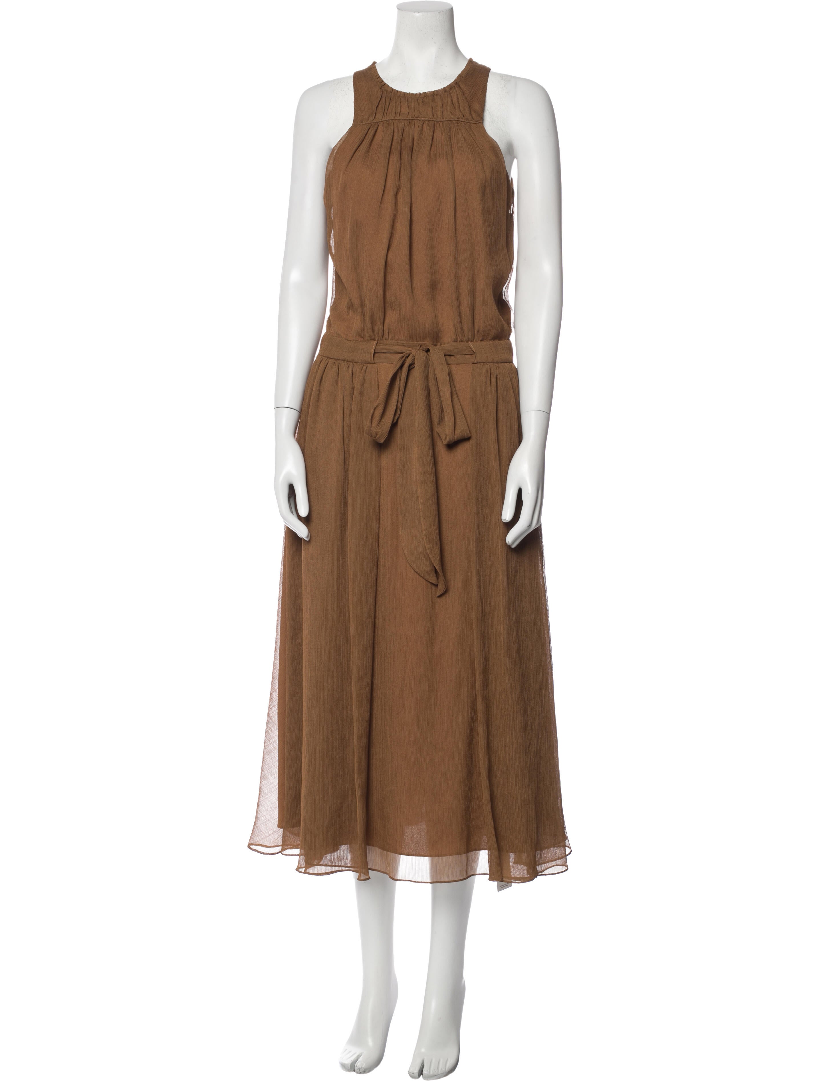 Halston Heritage Crew Neck Long Dress