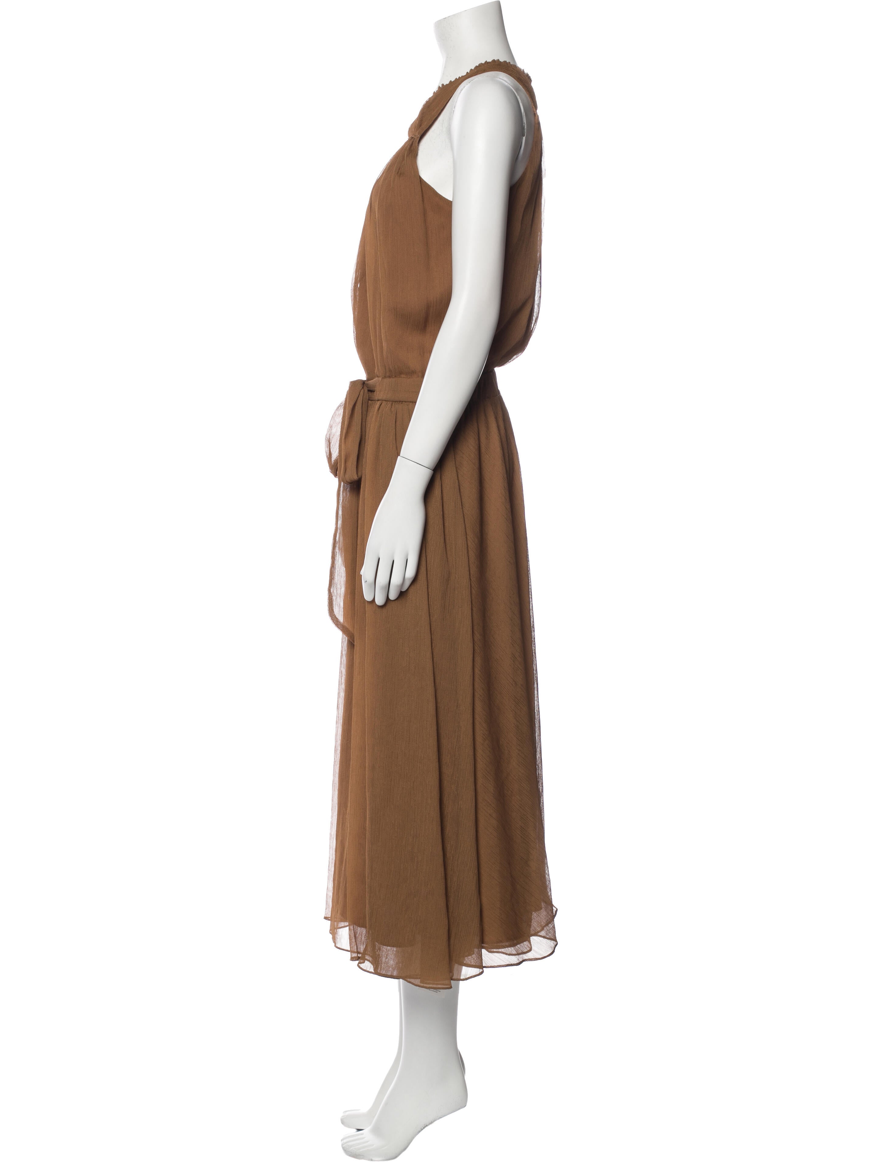 Halston Heritage Crew Neck Long Dress