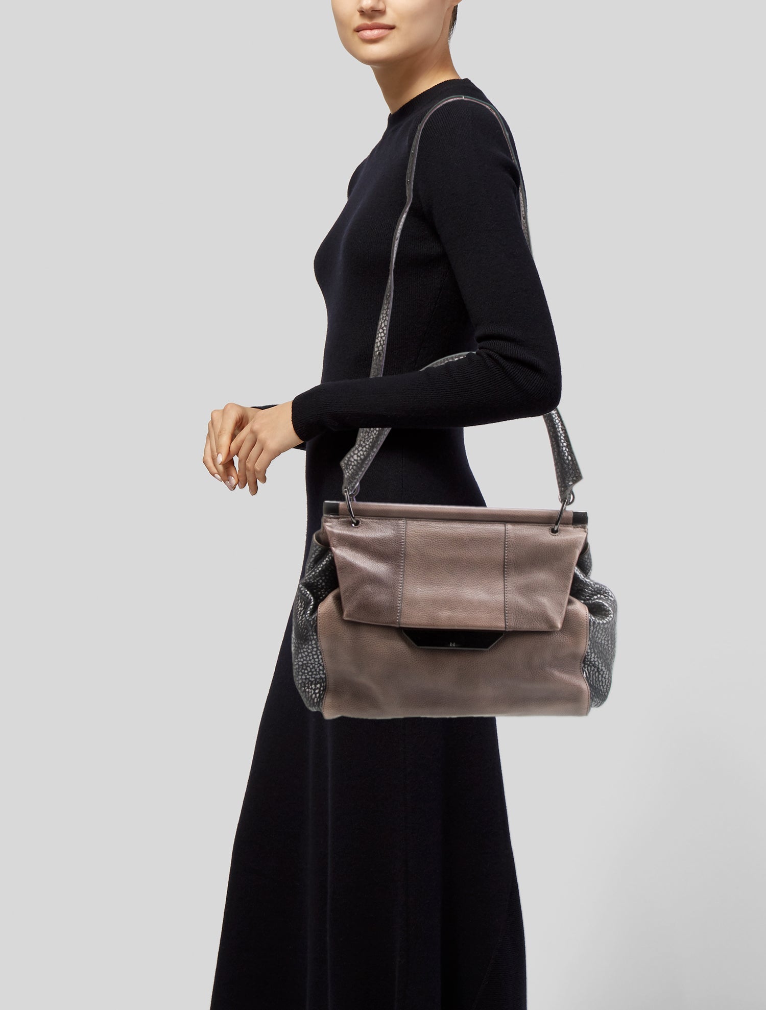 Halston Heritage Leather Top Handle Bag