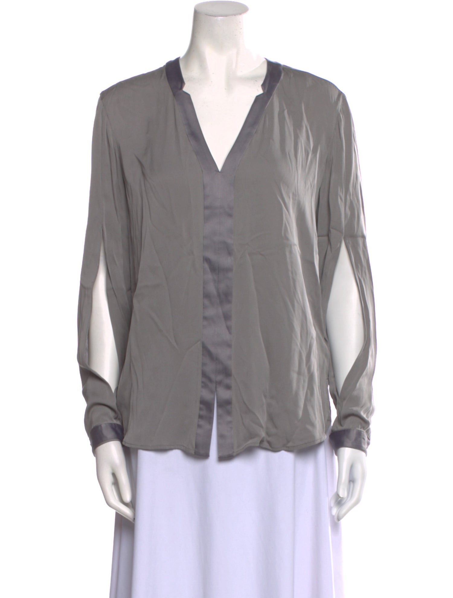 Halston Heritage Silk V-Neck Blouse