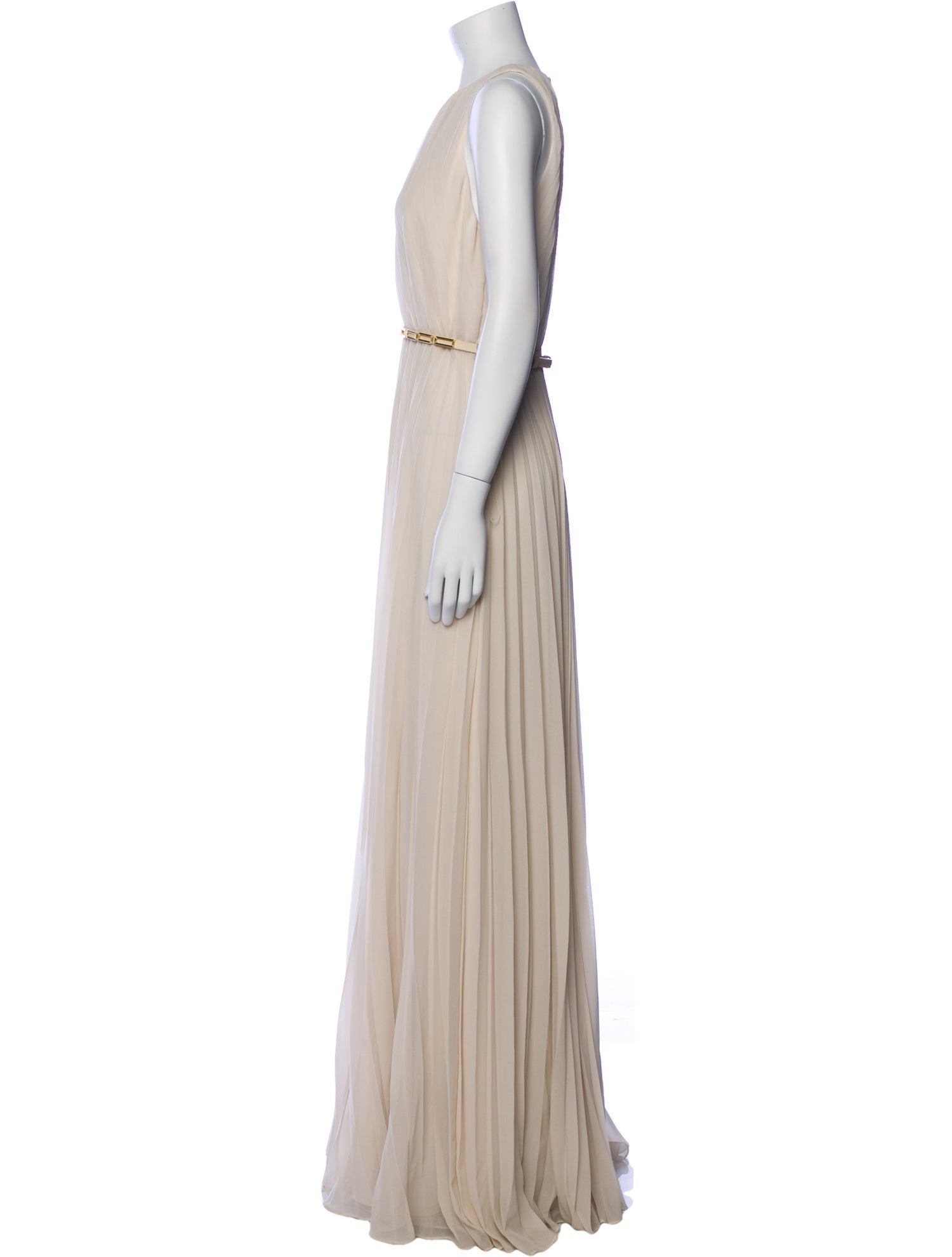 Halston Heritage Crew Neck Long Dress