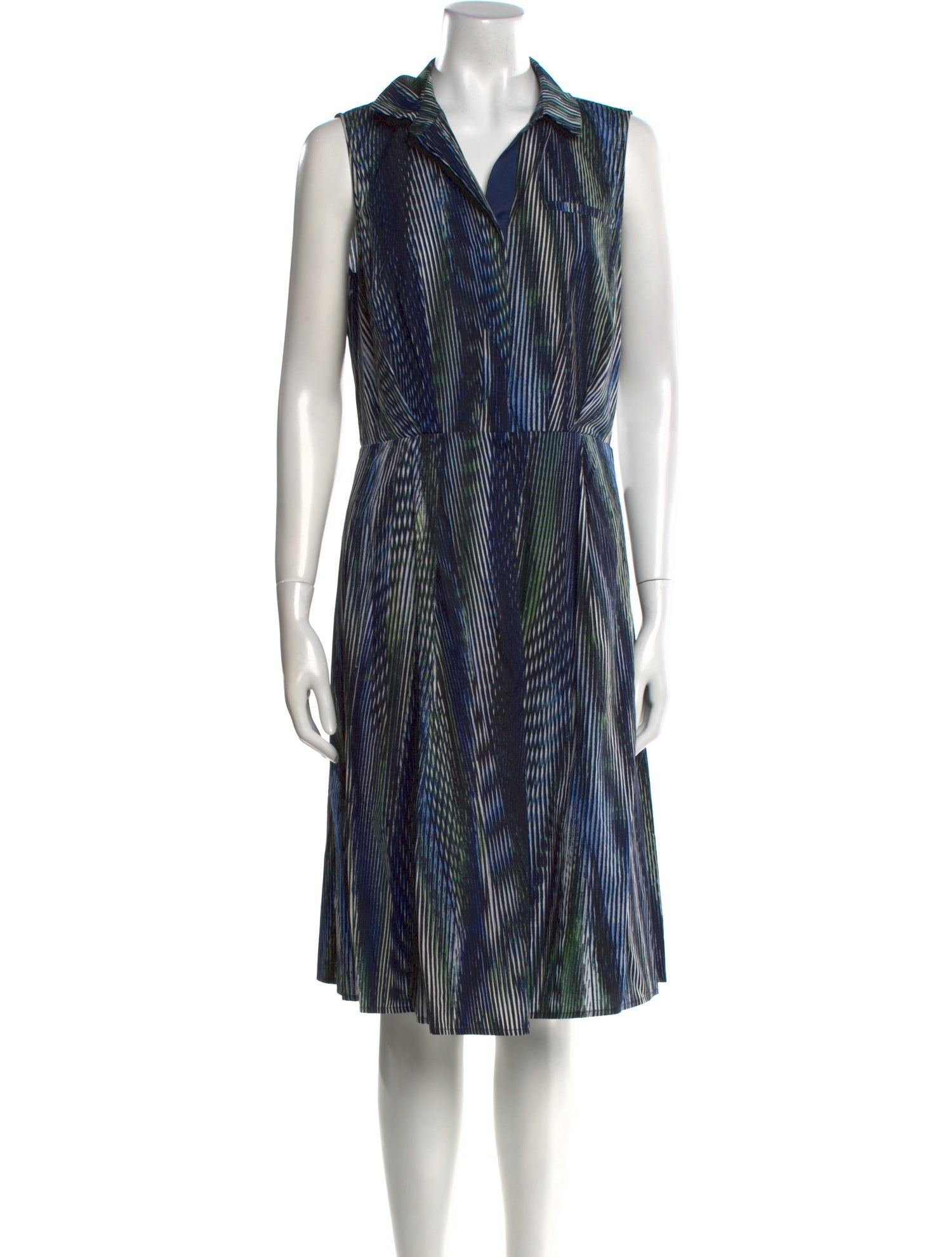 Halston Heritage Striped Midi Length Dress