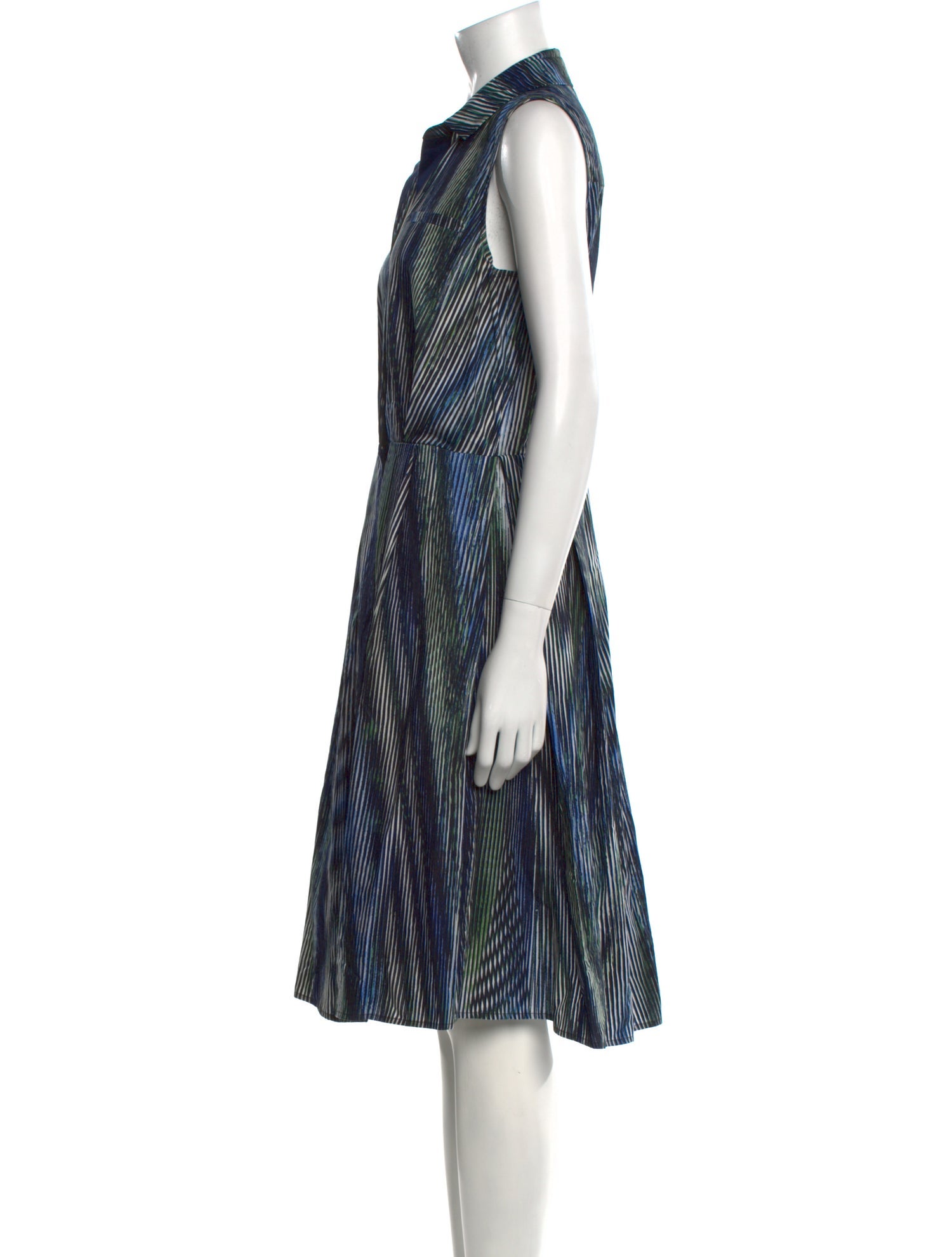 Halston Heritage Striped Midi Length Dress