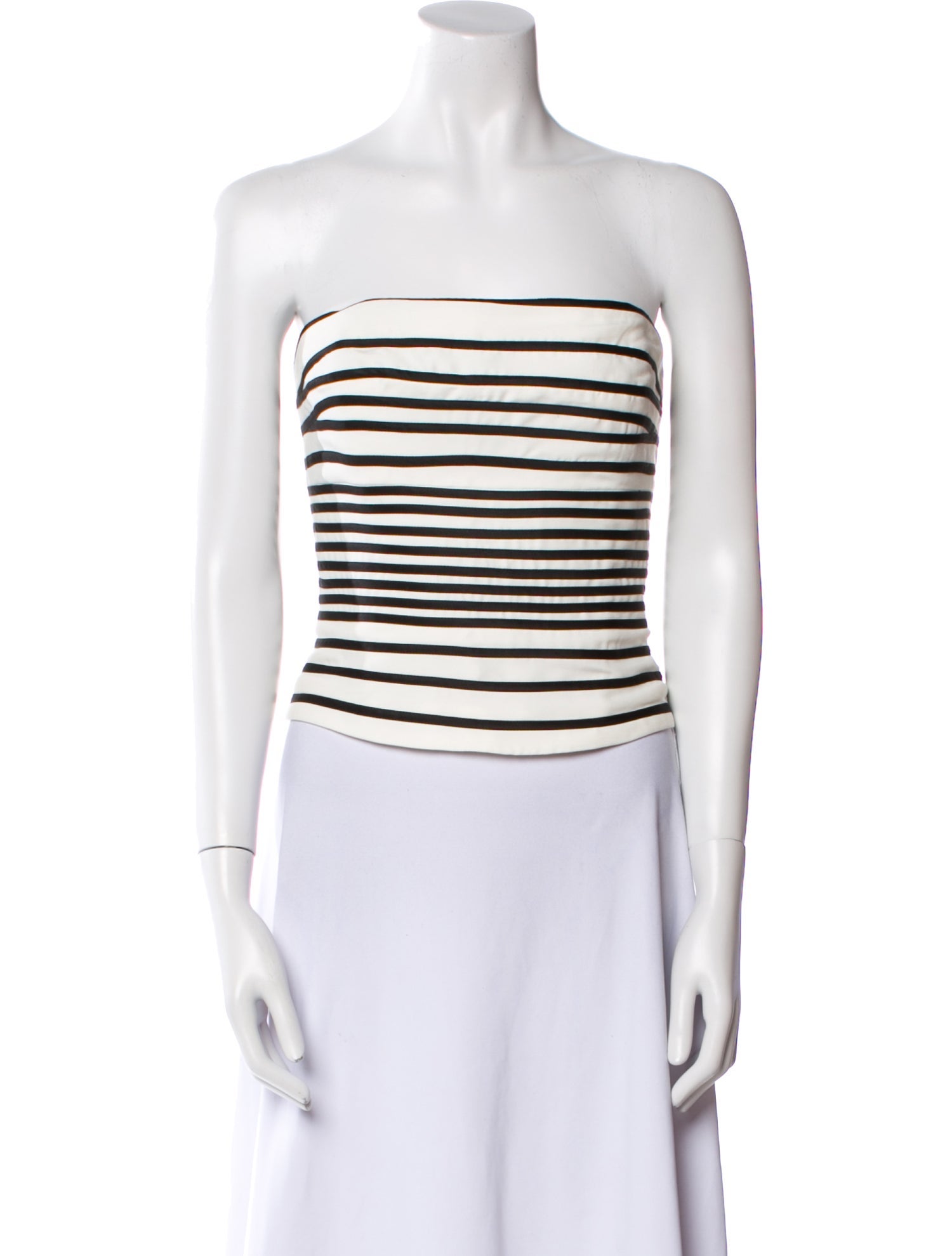 Halston Heritage Striped Strapless Crop Top