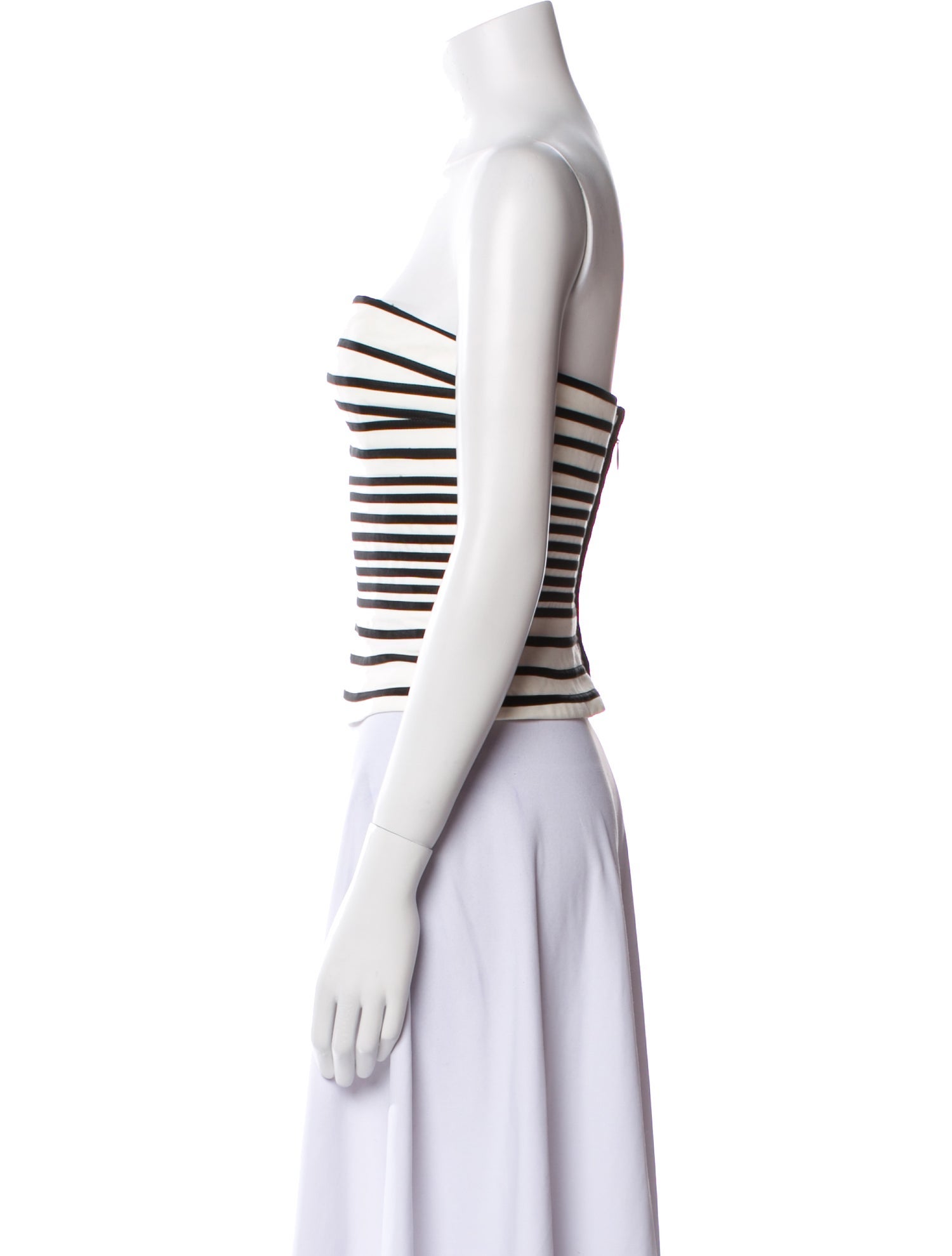 Halston Heritage Striped Strapless Crop Top