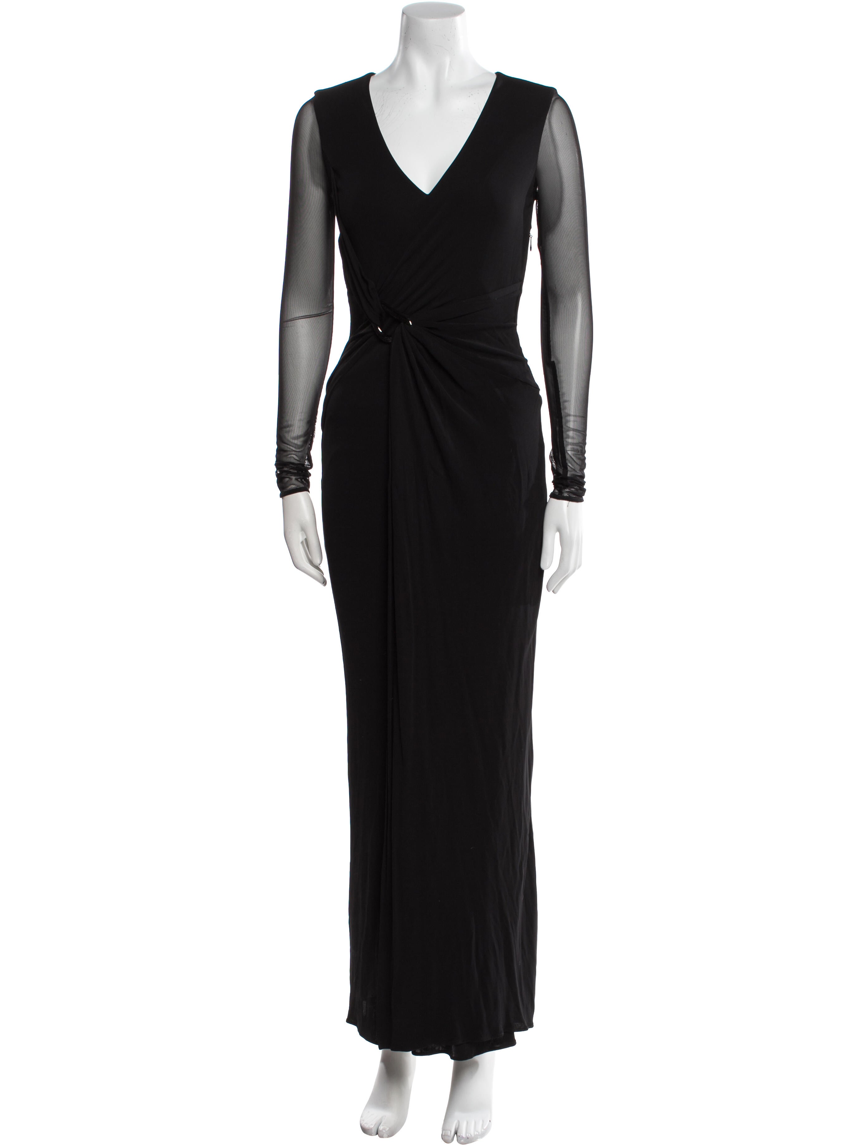 Halston Heritage V-Neck Long Dress