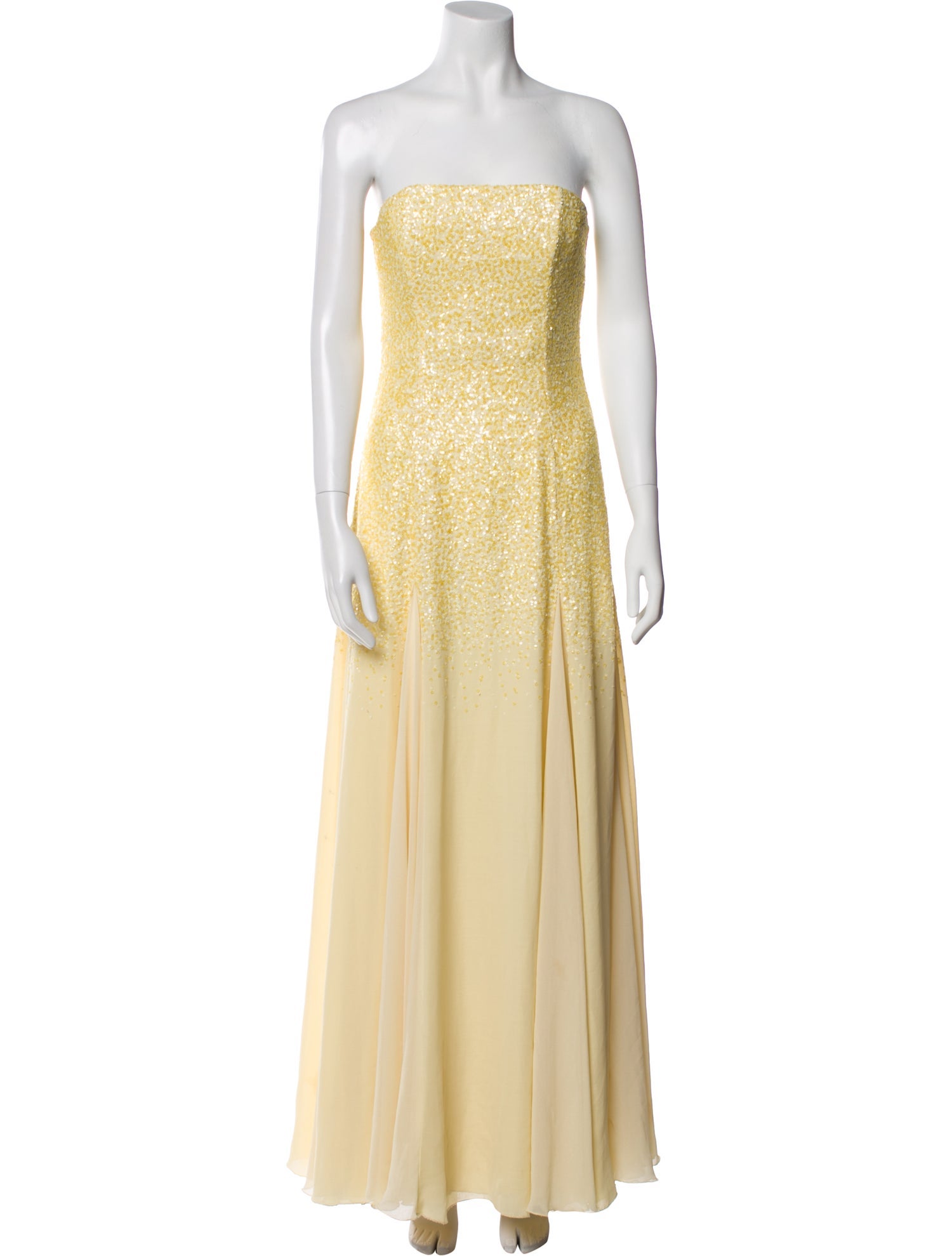 Halston Heritage Strapless Long Dress - Yellow Dresses, Clothing - WH170020  | The RealReal