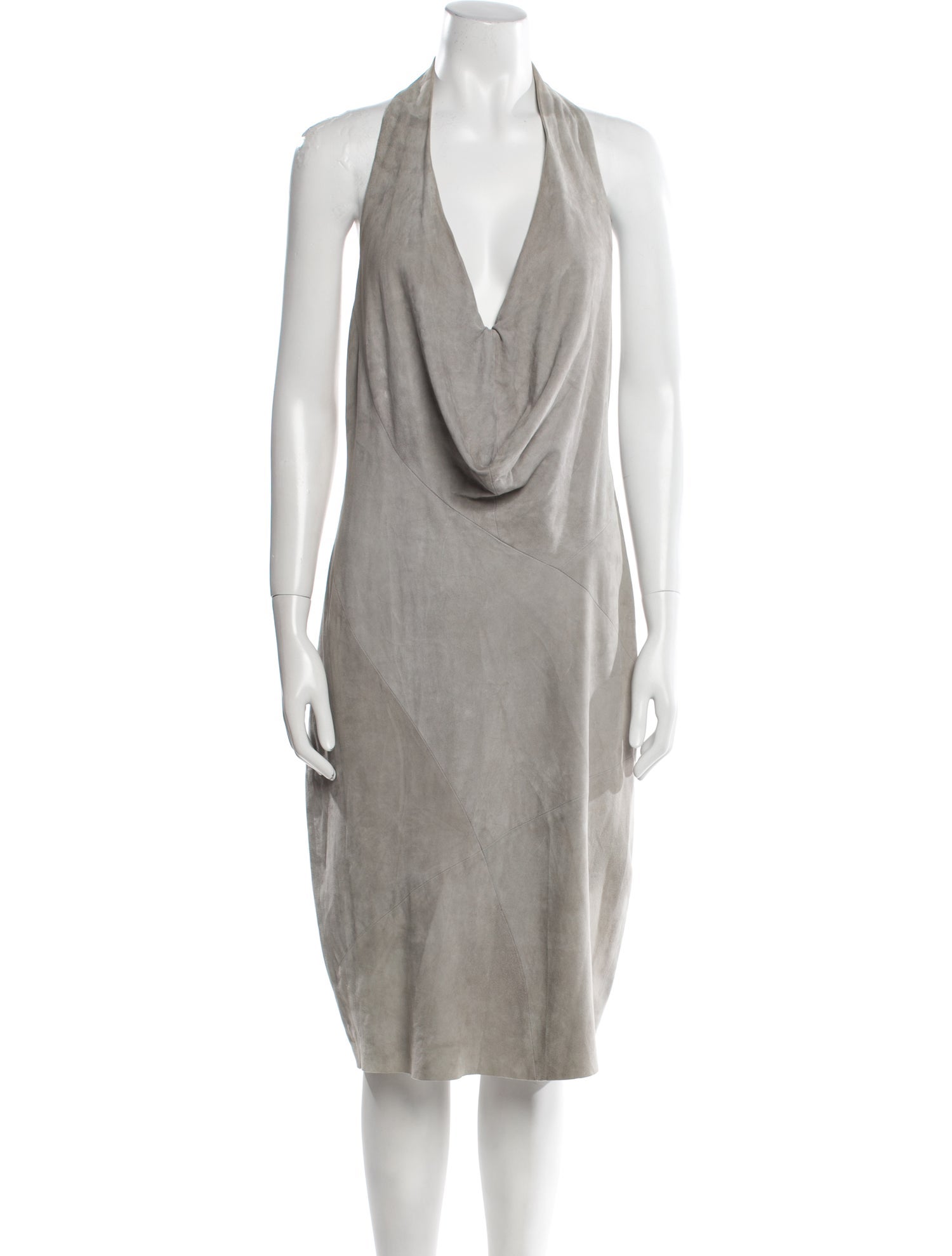 Halston Heritage Suede Midi Length Dress