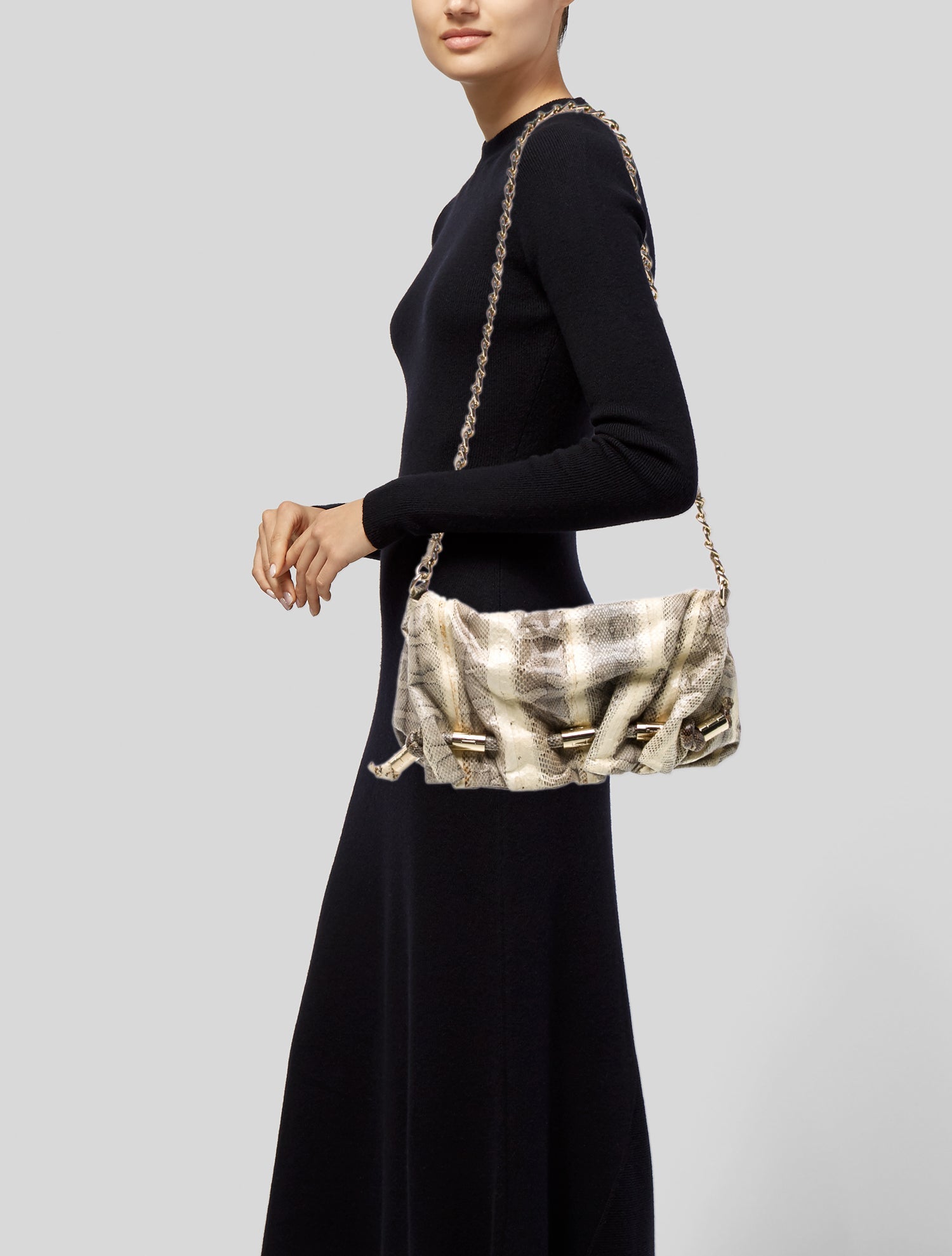 Halston Heritage Snakeskin Shoulder Bag Vintage