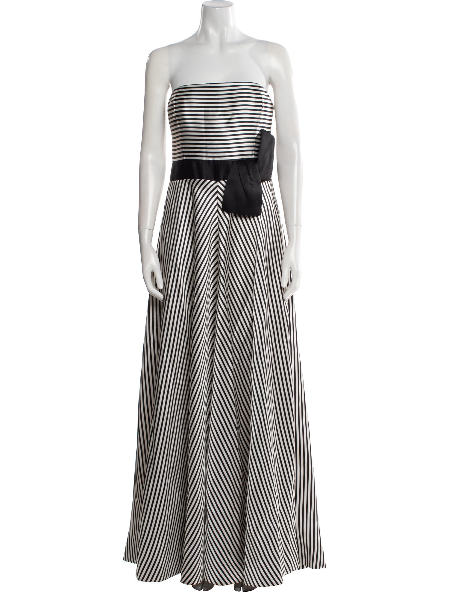 Halston Heritage Striped Long Dress