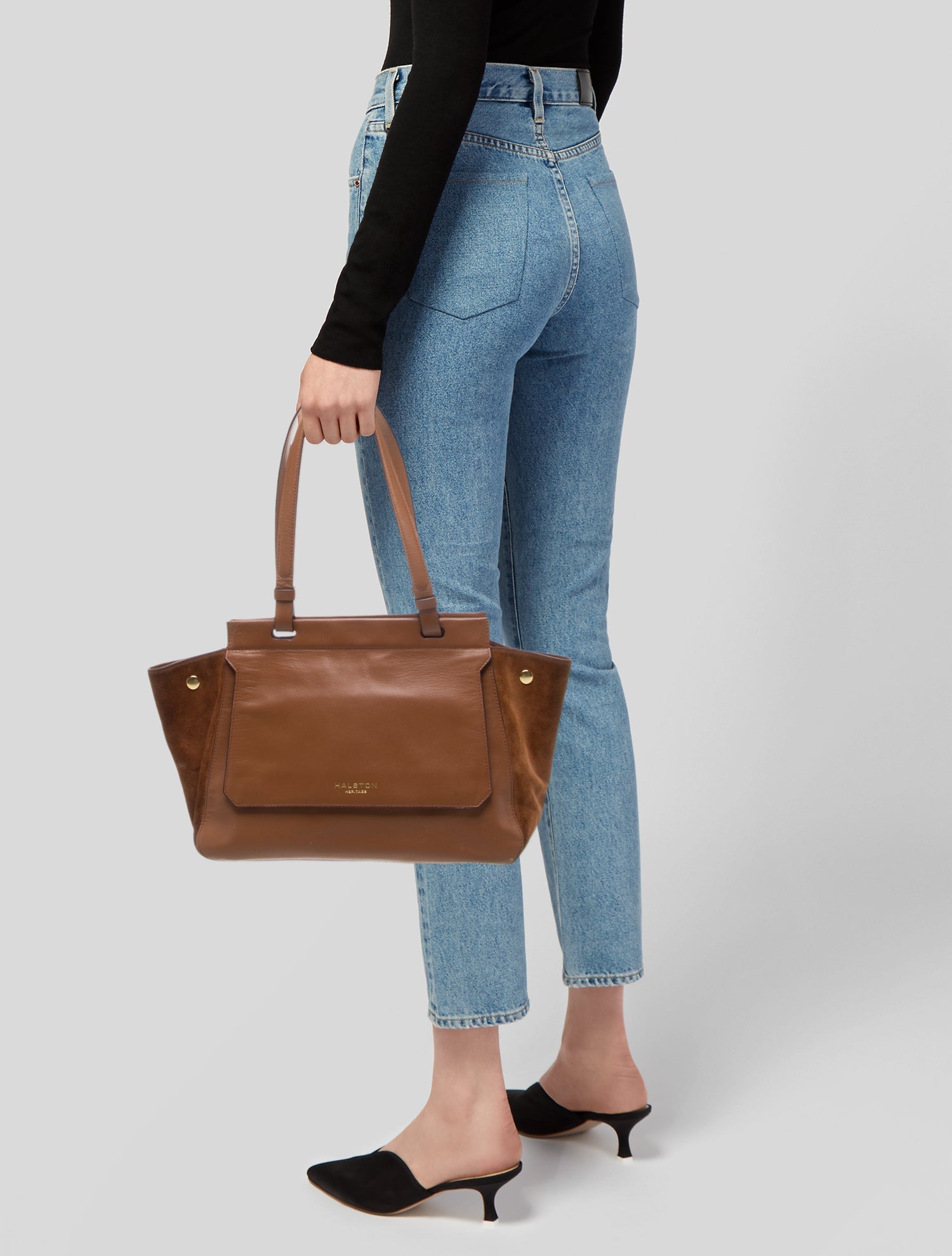 Halston Heritage Leather Top Handle Bag