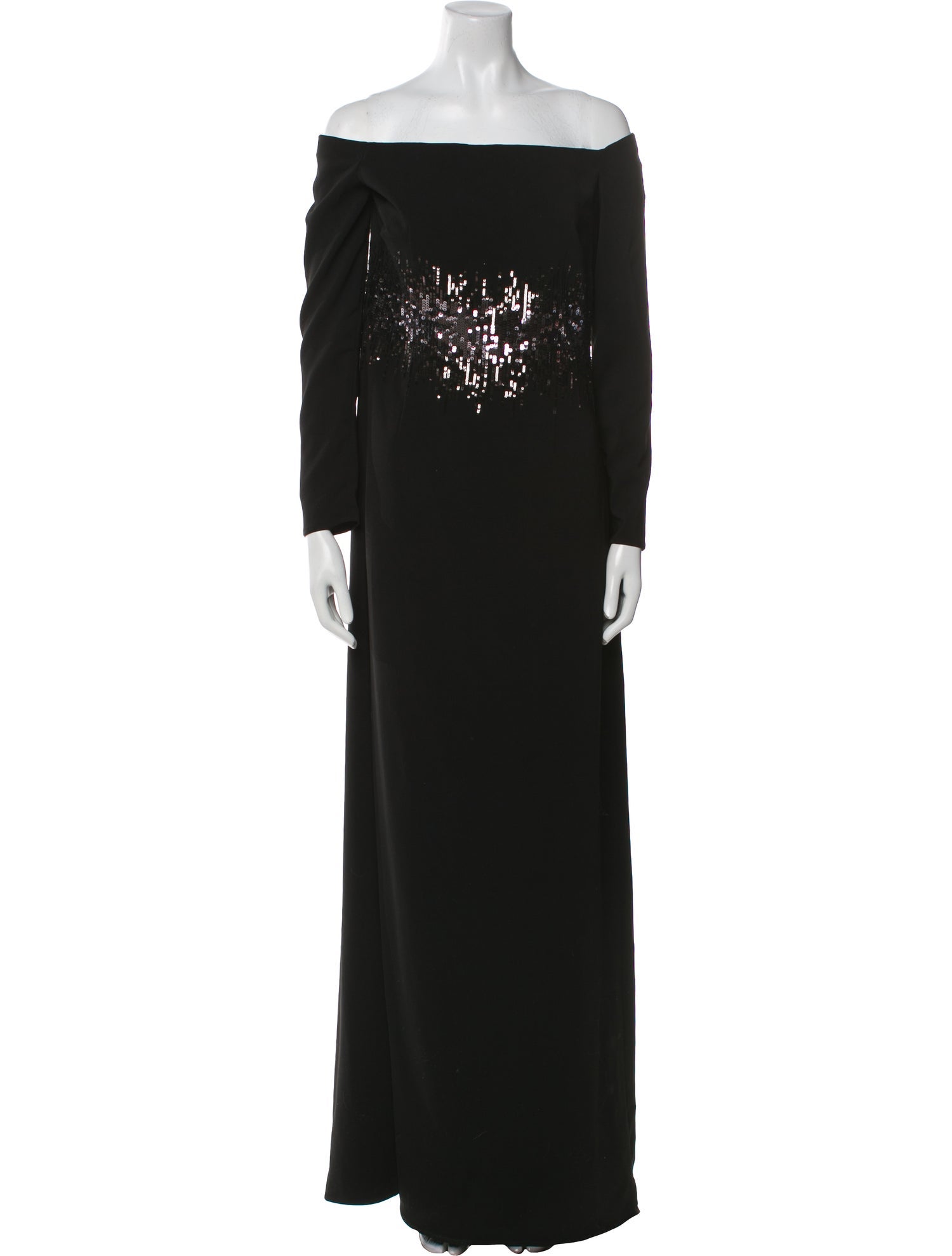 Halston Heritage Off-The-Shoulder Long Dress