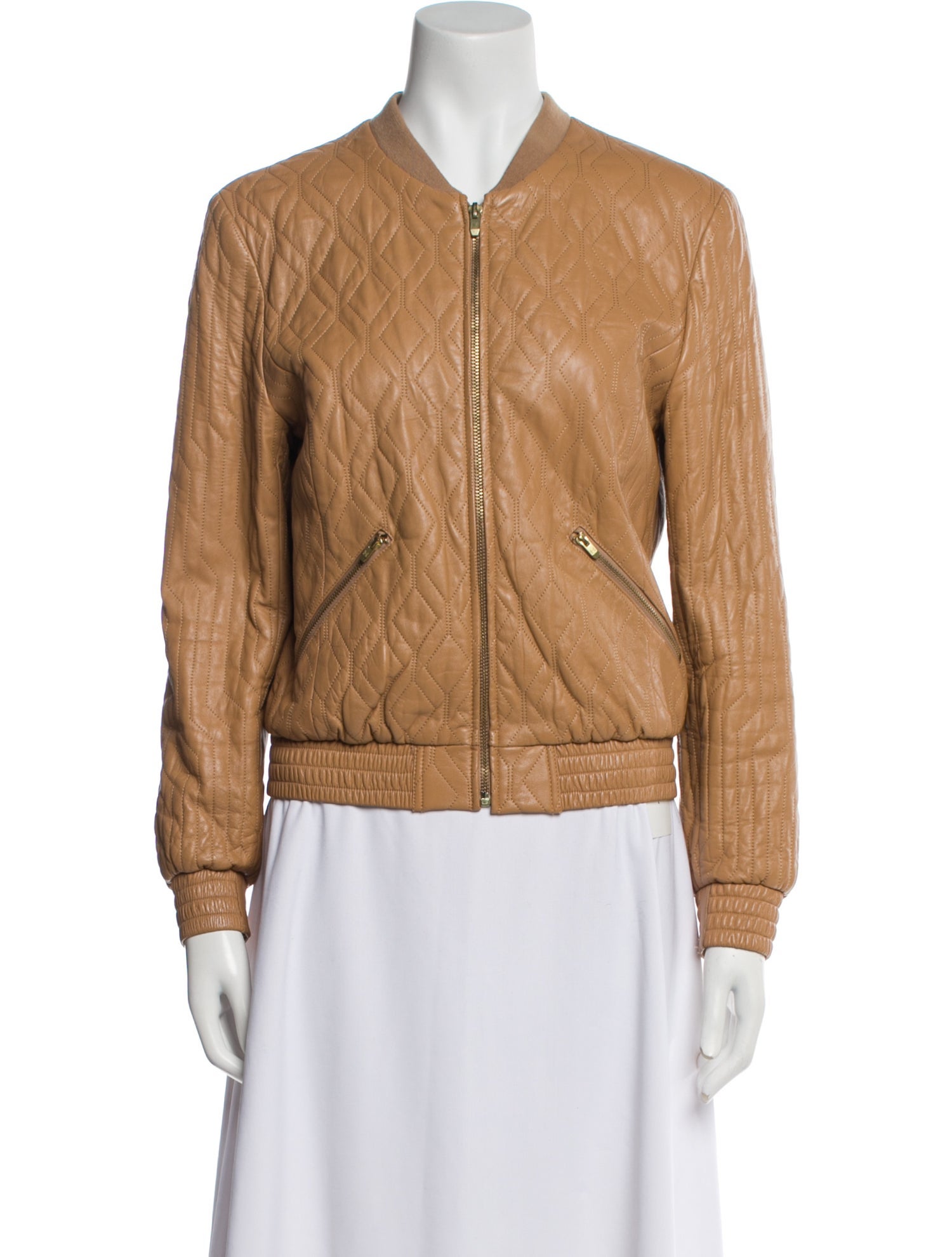 Halston Heritage Leather Bomber Jacket