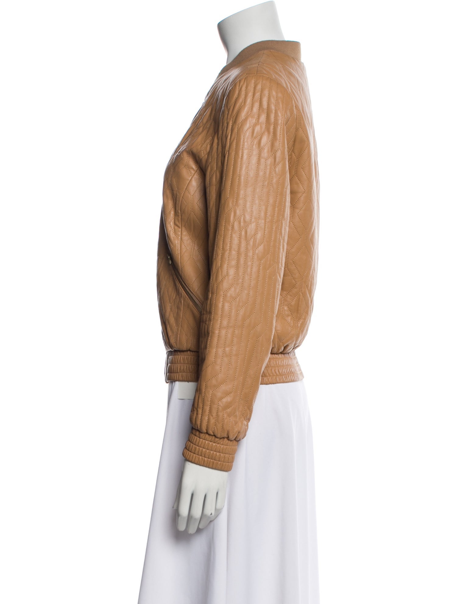 Halston Heritage Leather Bomber Jacket