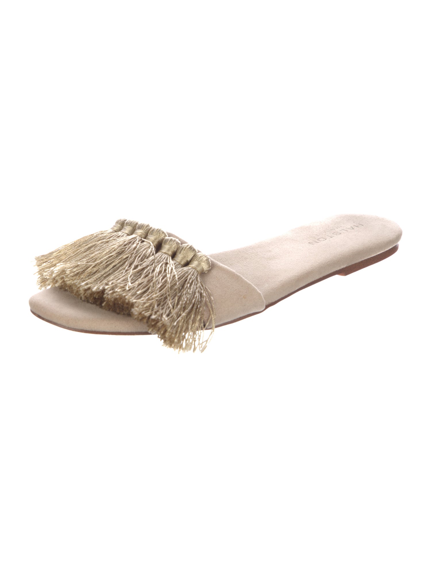 Halston Heritage Suede Tassel Accents Slides