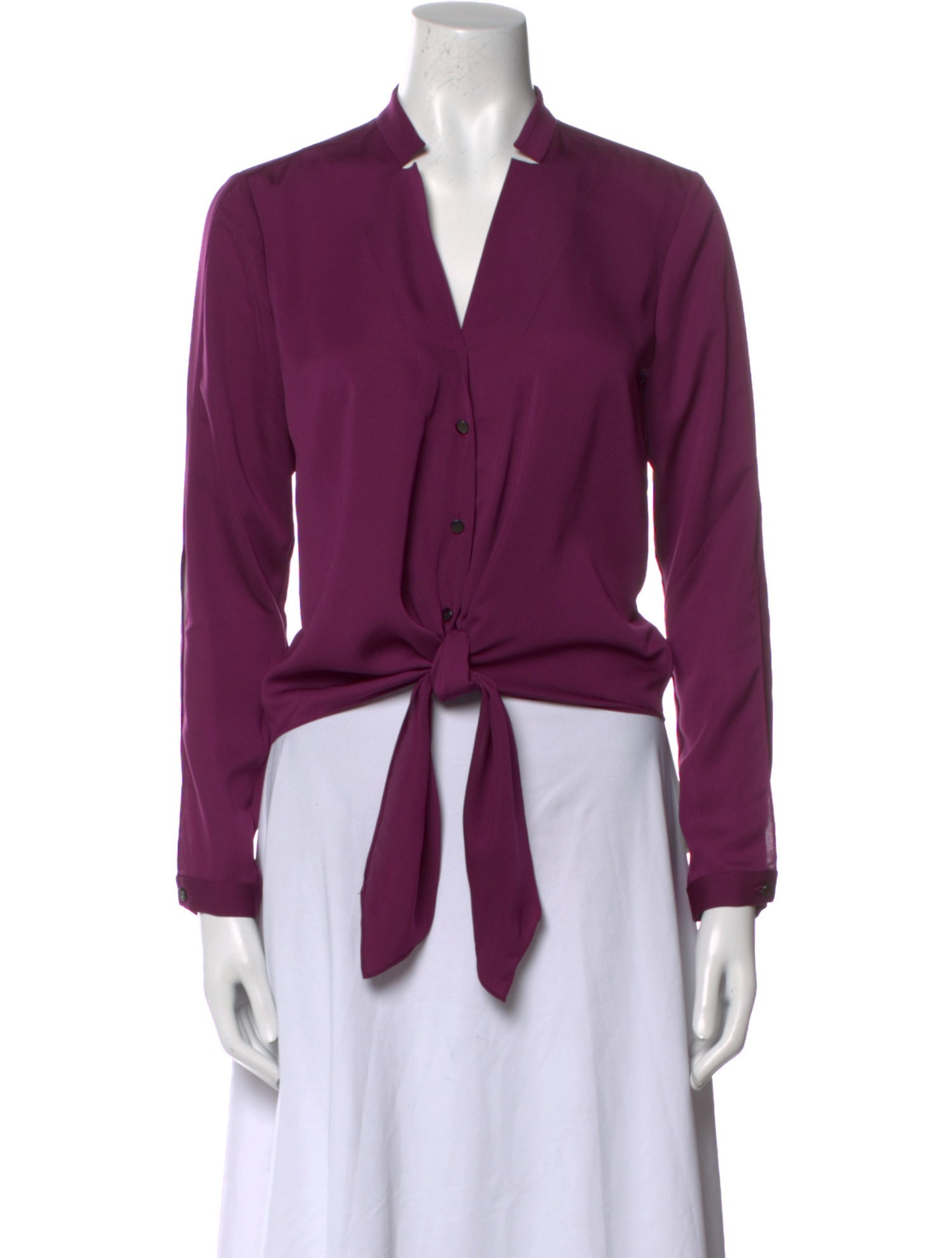 Halston Heritage V-Neck Long Sleeve Blouse