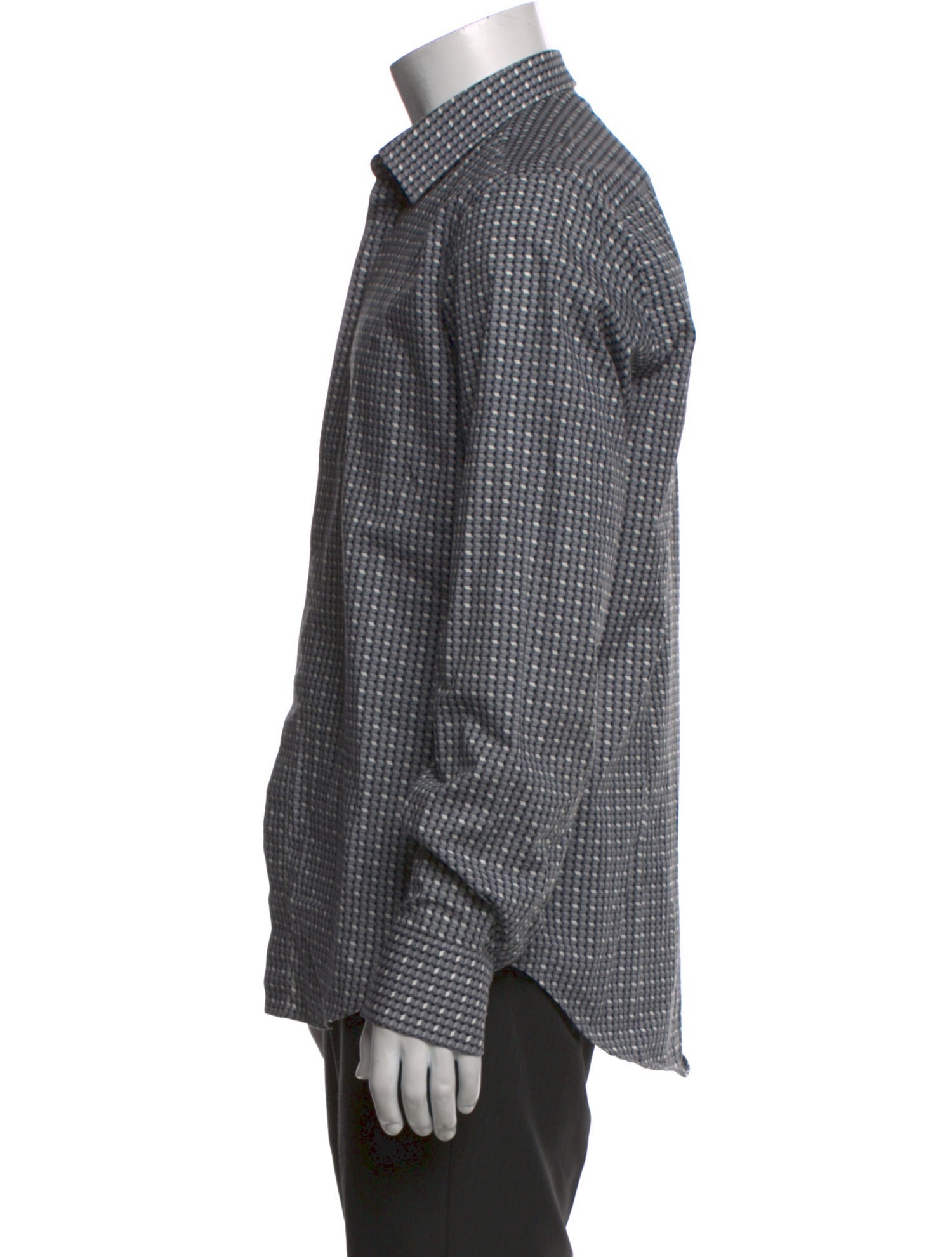 Halston Heritage Plaid Print Long Sleeve Dress Shirt