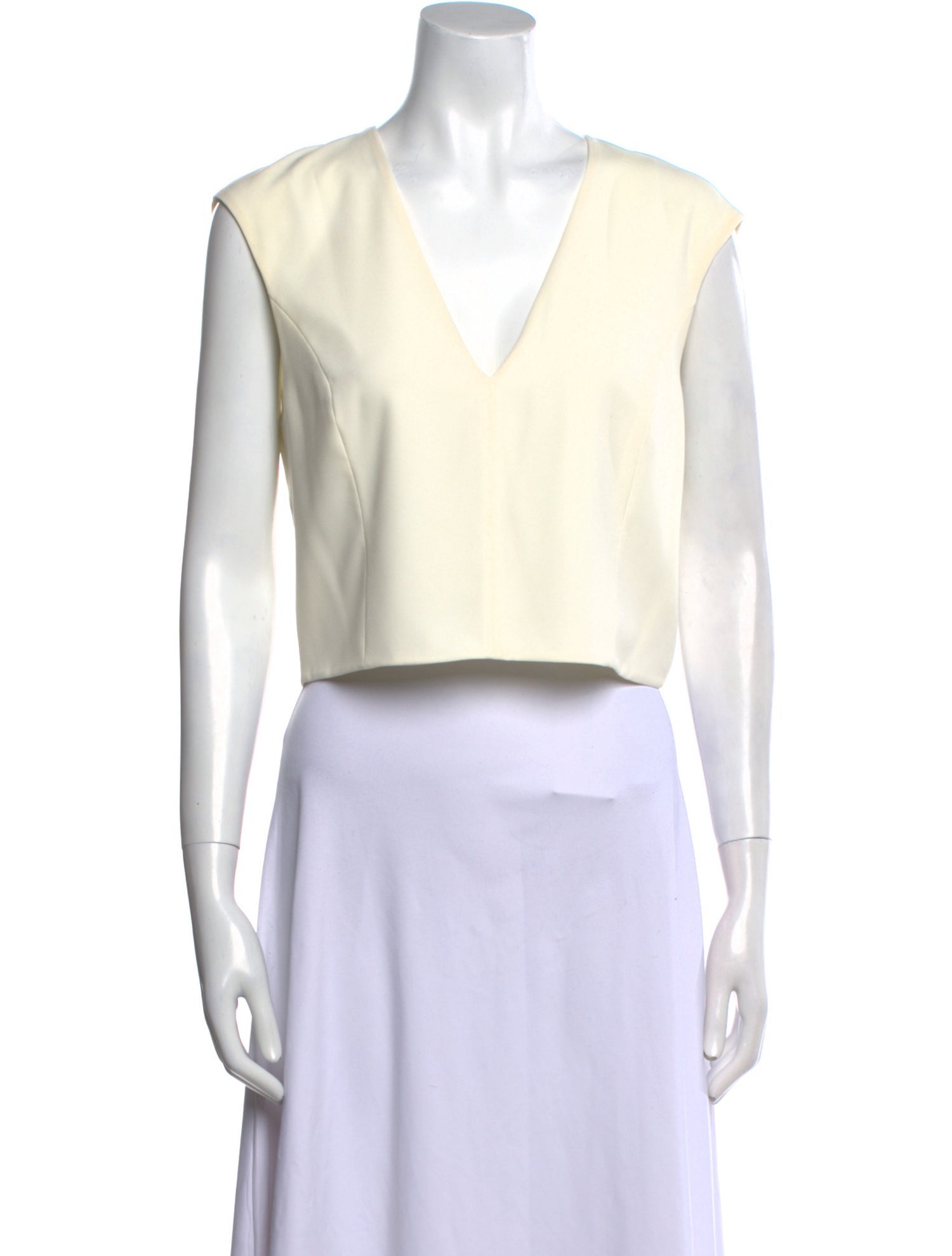 Halston Heritage V-Neck Sleeveless Crop Top