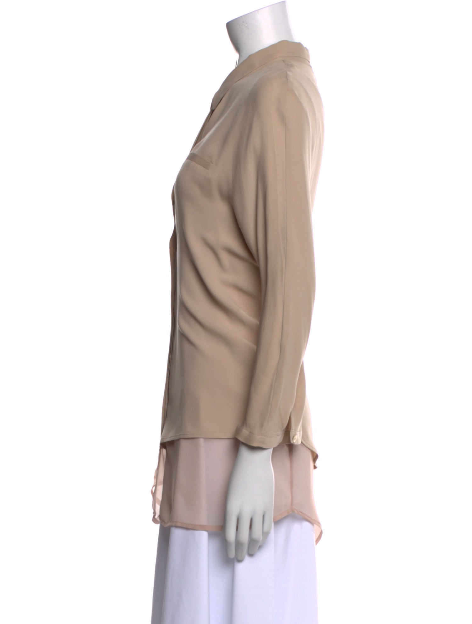 Halston Heritage Silk Three-Quarter Sleeve Button-Up Top