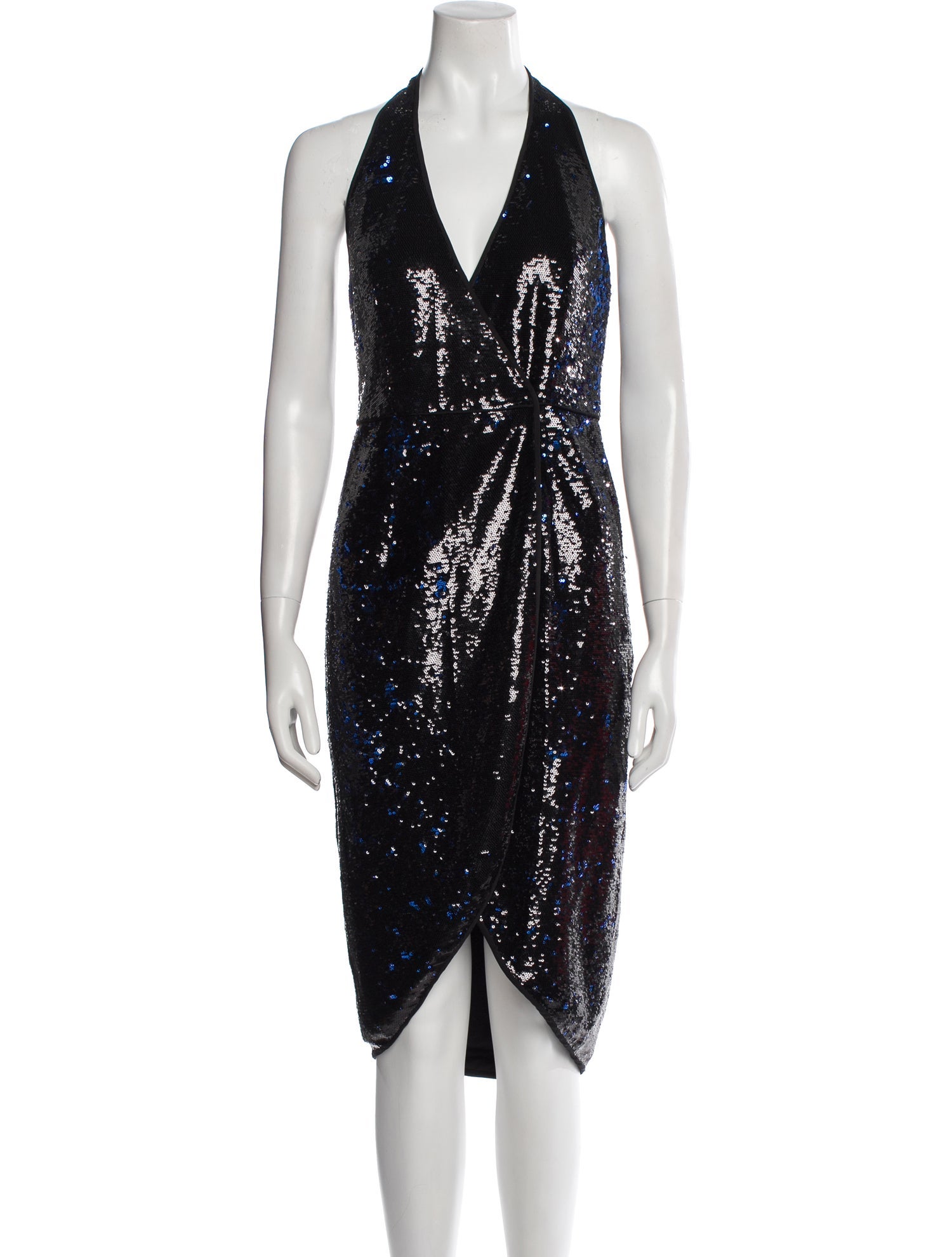 Halston Heritage V-Neck Knee-Length Dress