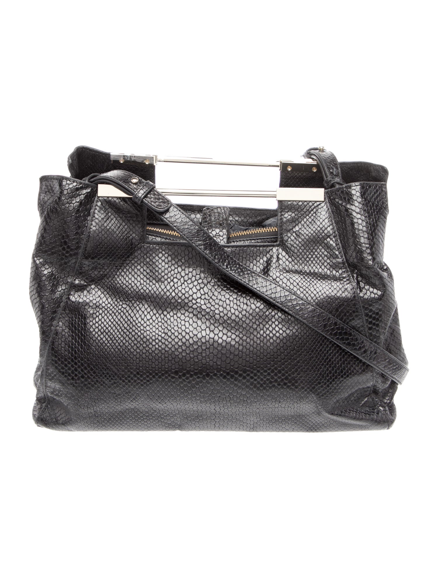 Halston Heritage Embossed Leather Top Handle Bag