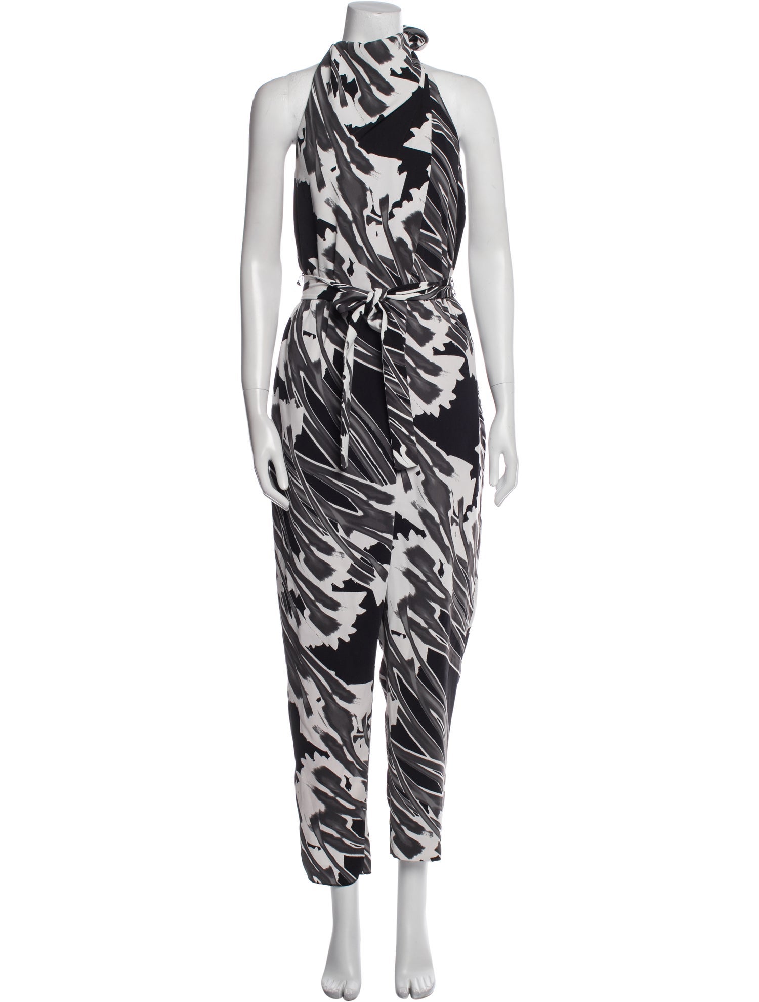Halston Heritage Printed Turtleneck Jumpsuit