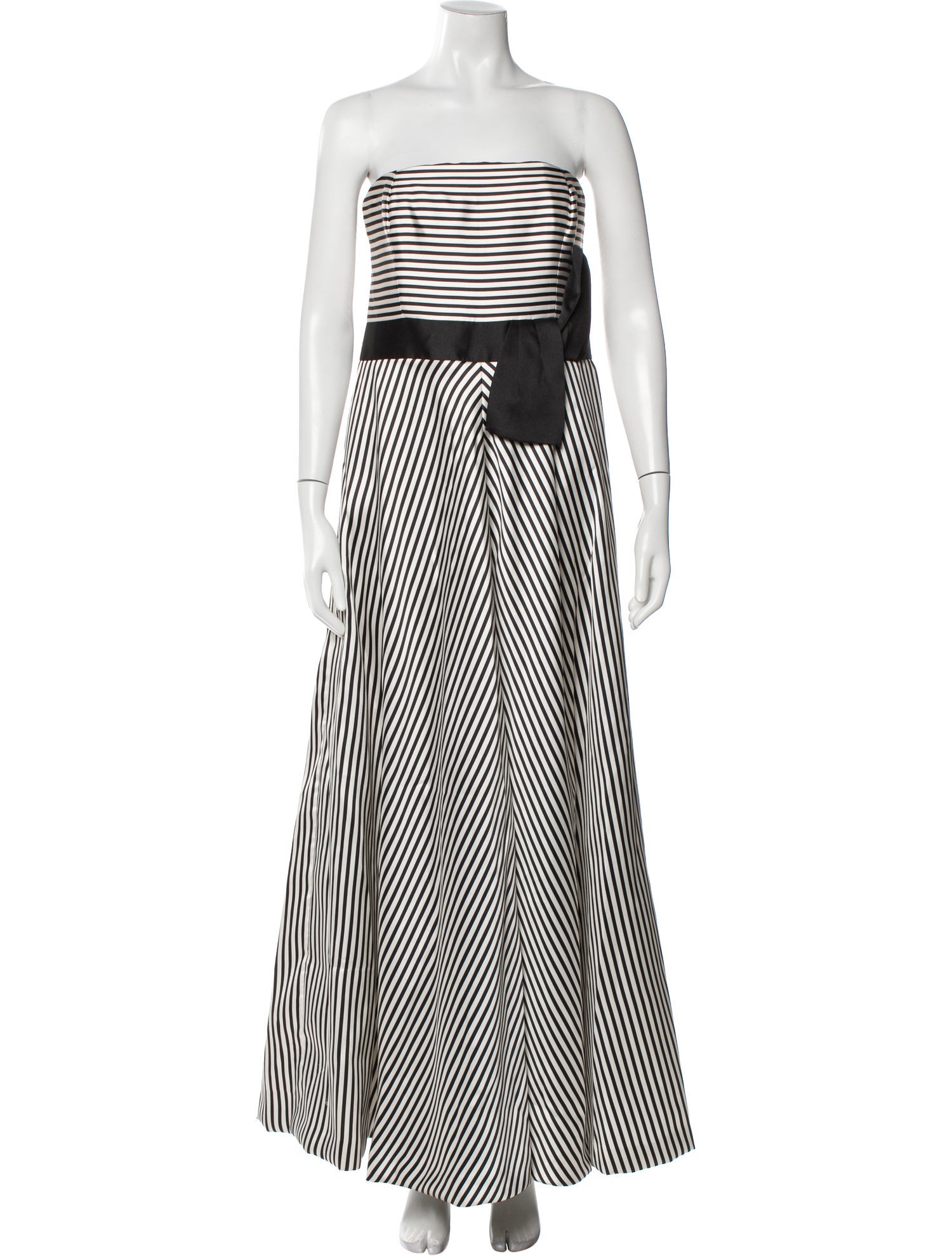 Halston Heritage Striped Long Dress