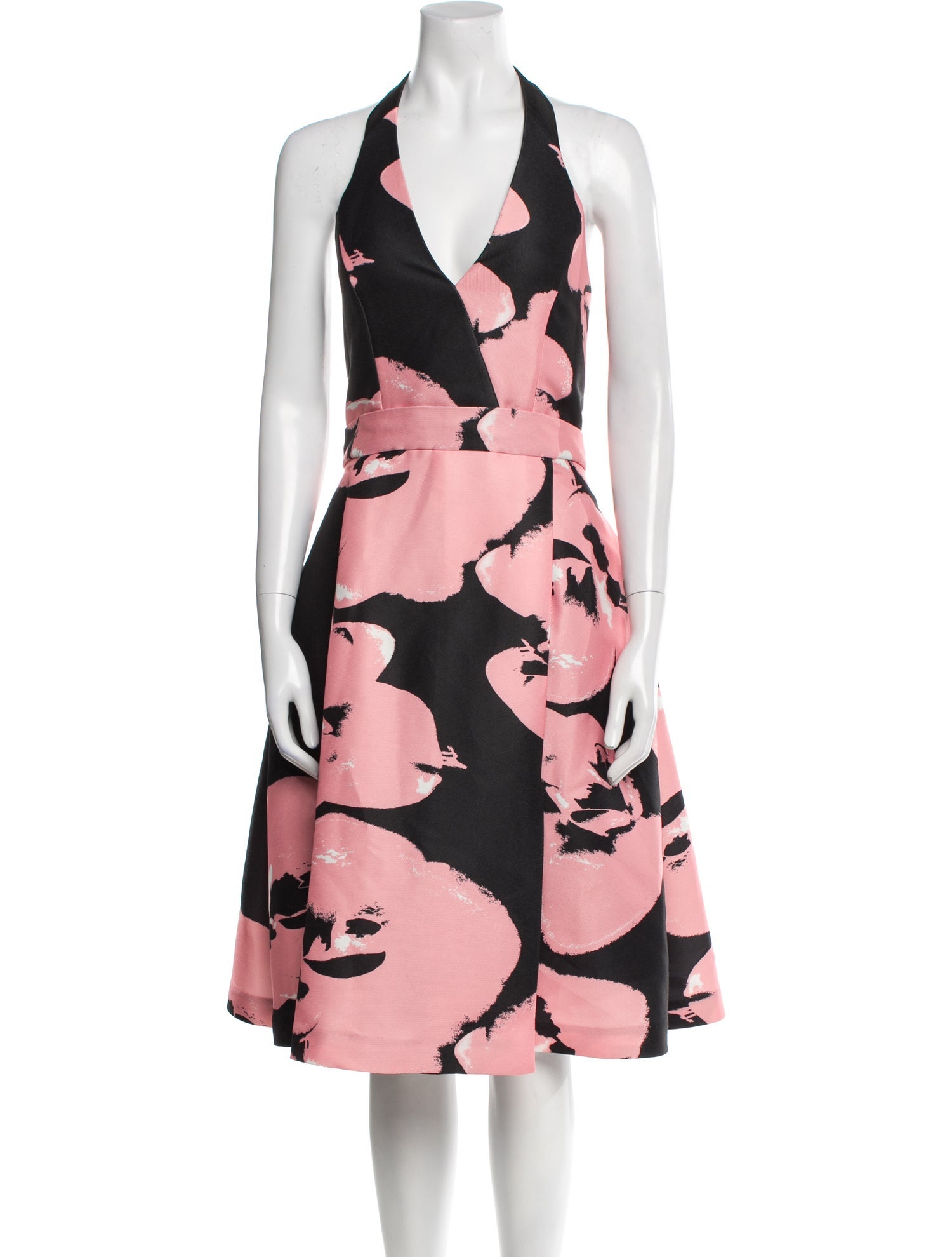 Halston Heritage Floral Print Midi Length Dress
