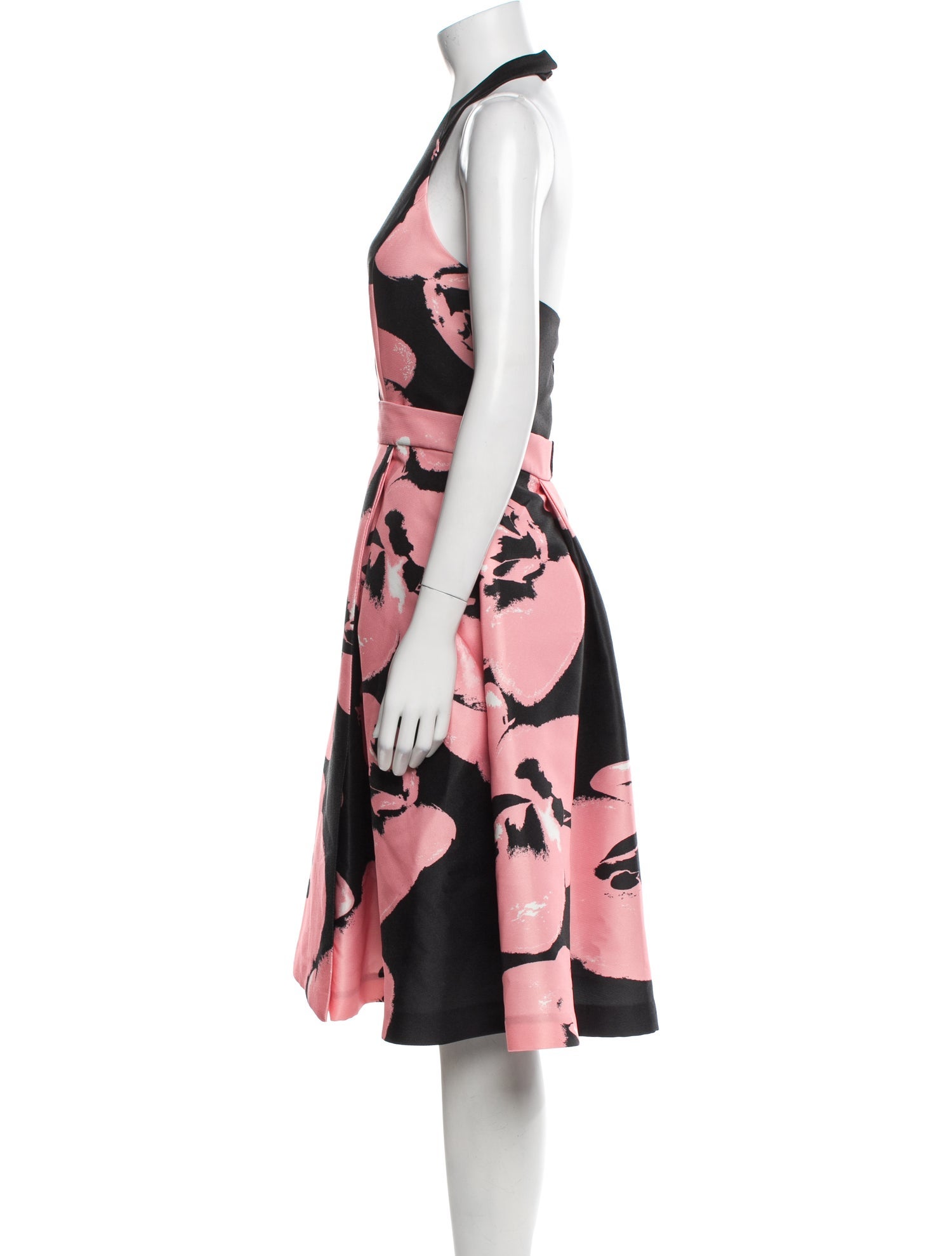 Halston Heritage Floral Print Midi Length Dress