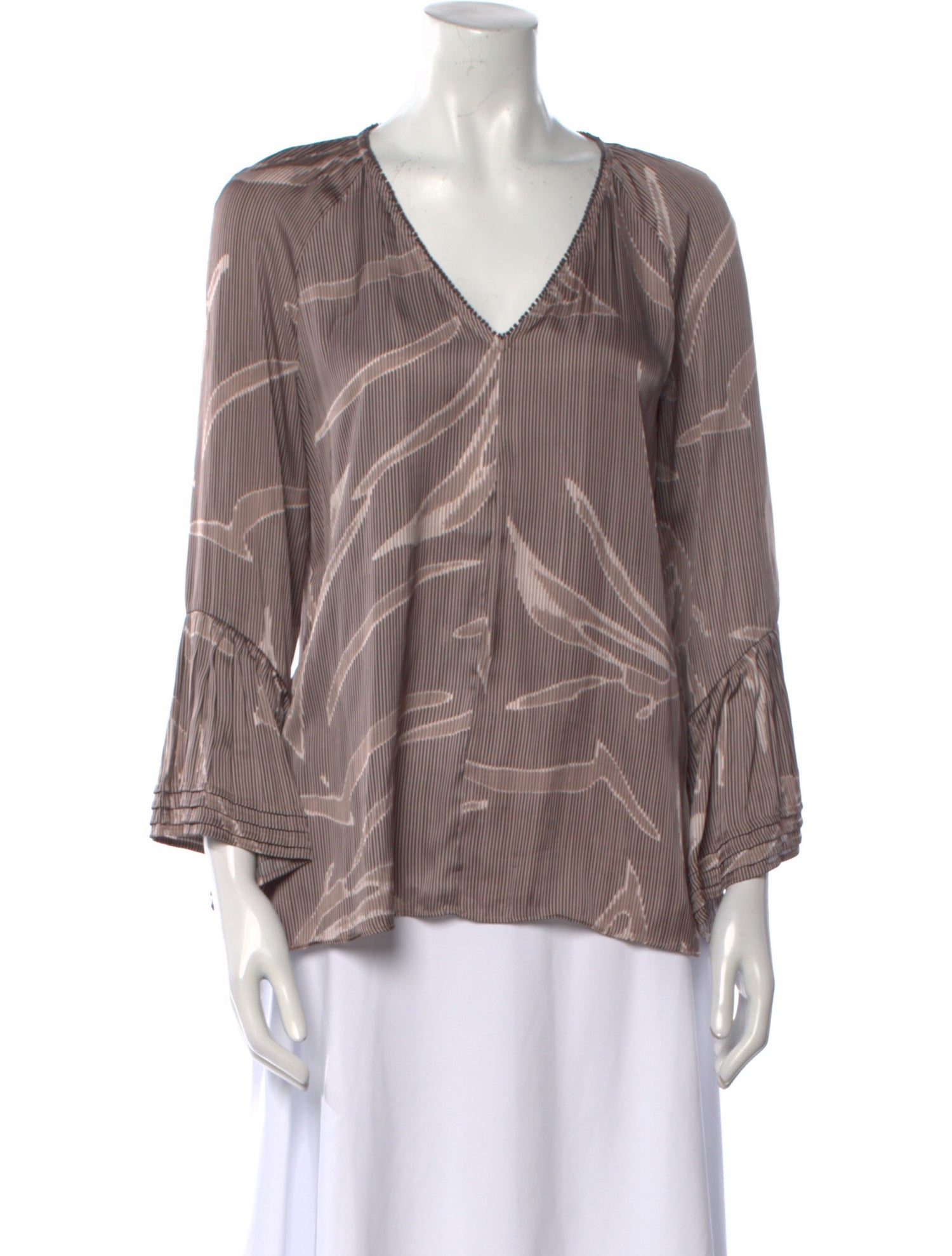 Halston Heritage Printed V-Neck Blouse