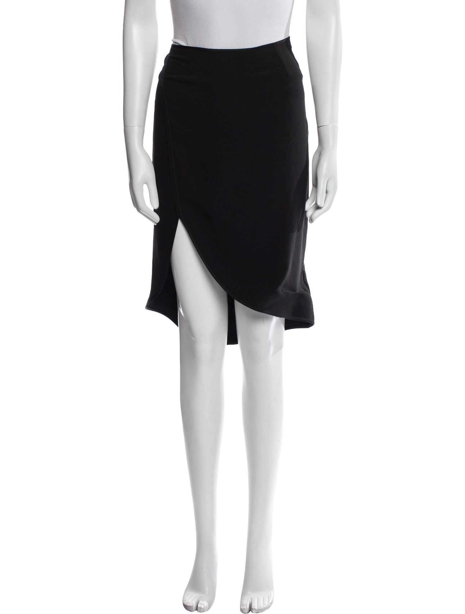 Halston Heritage Leather Trim Embellishment Knee-Length Skirt