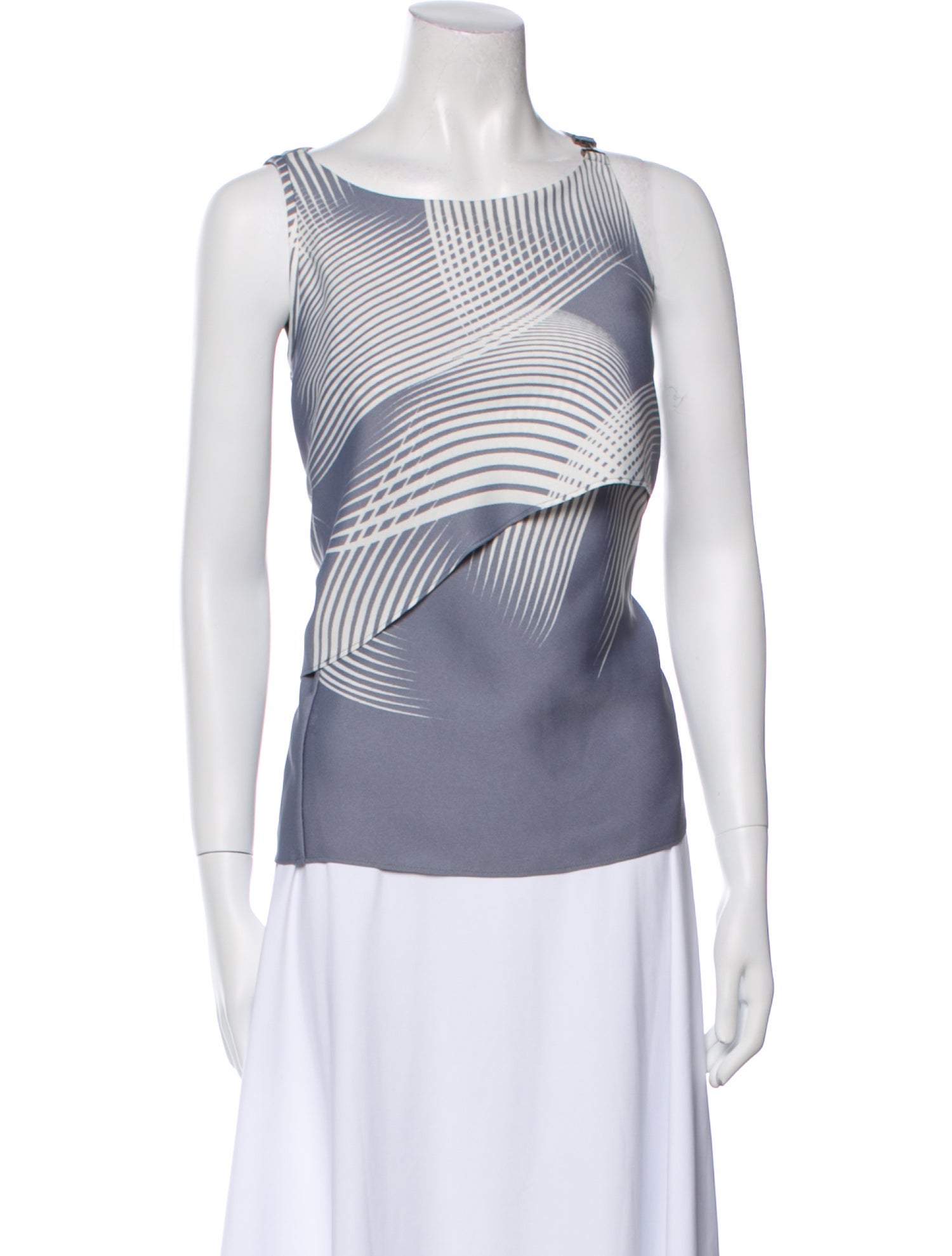 Halston Heritage Striped Scoop Neck Top