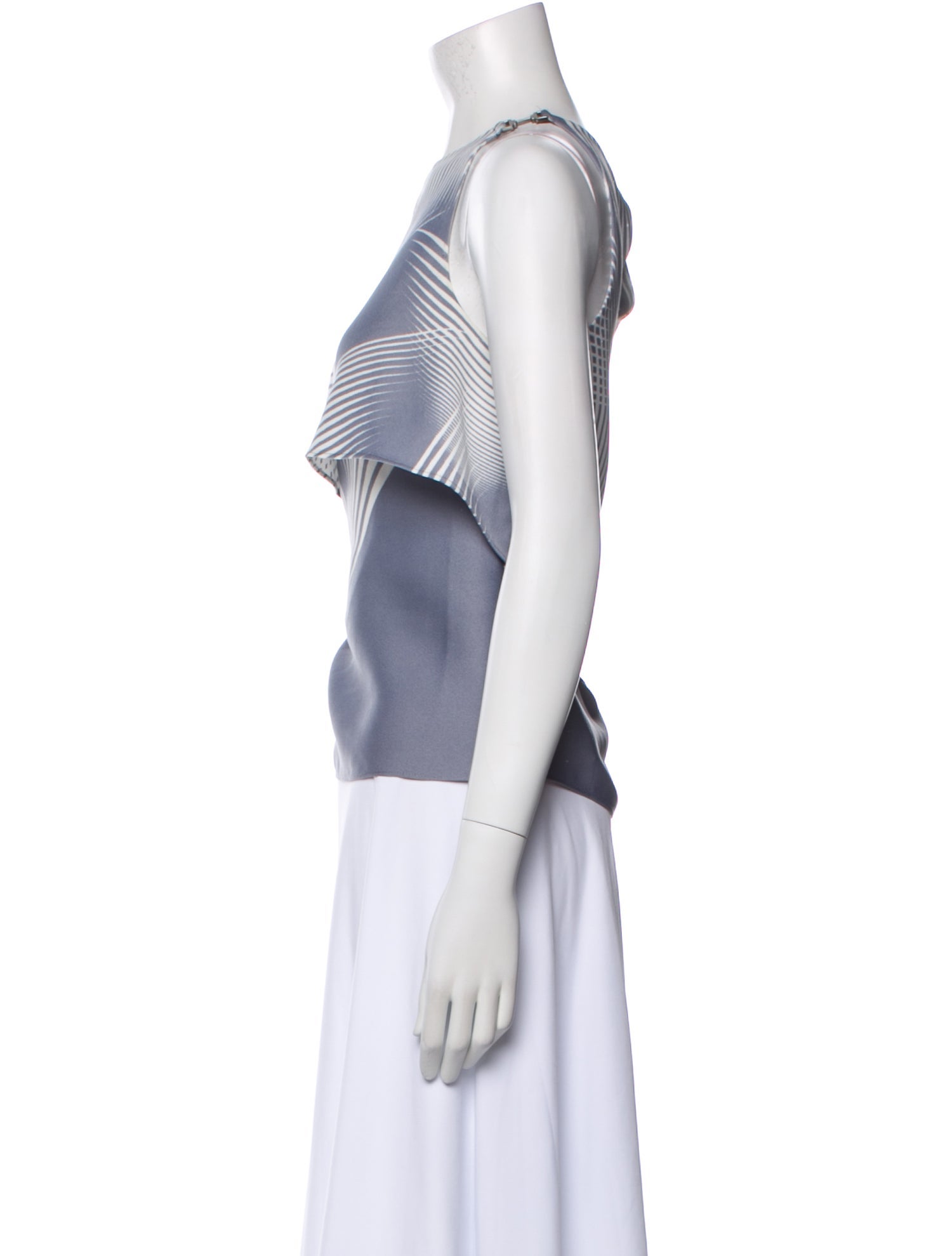 Halston Heritage Striped Scoop Neck Top