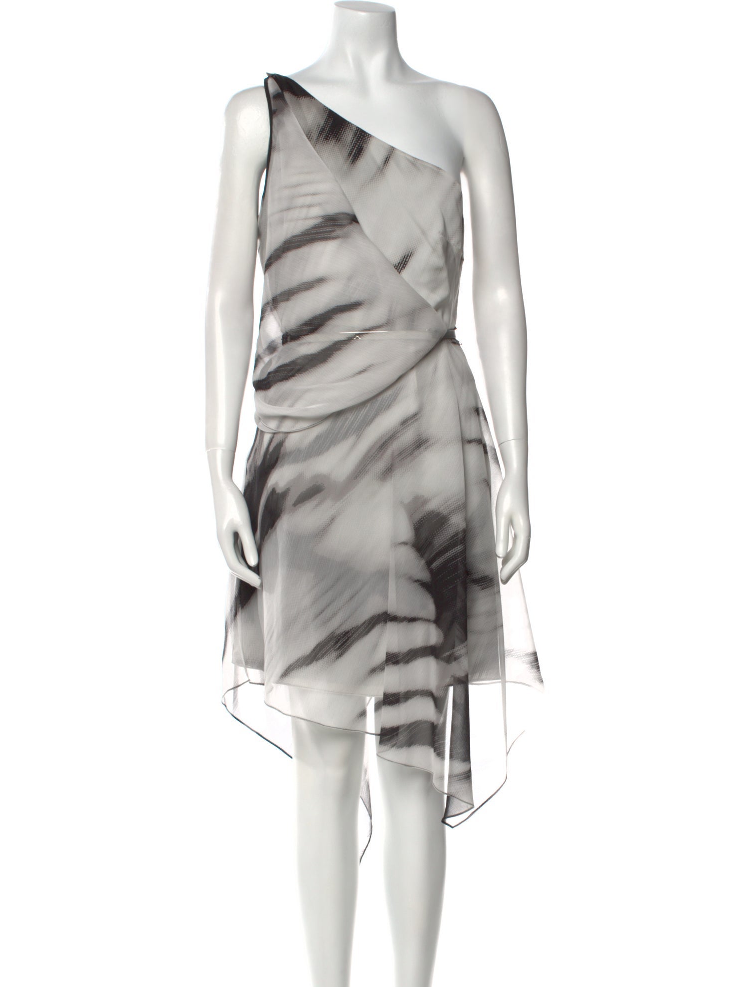 Halston Heritage Tie-Dye Print Midi Length Dress