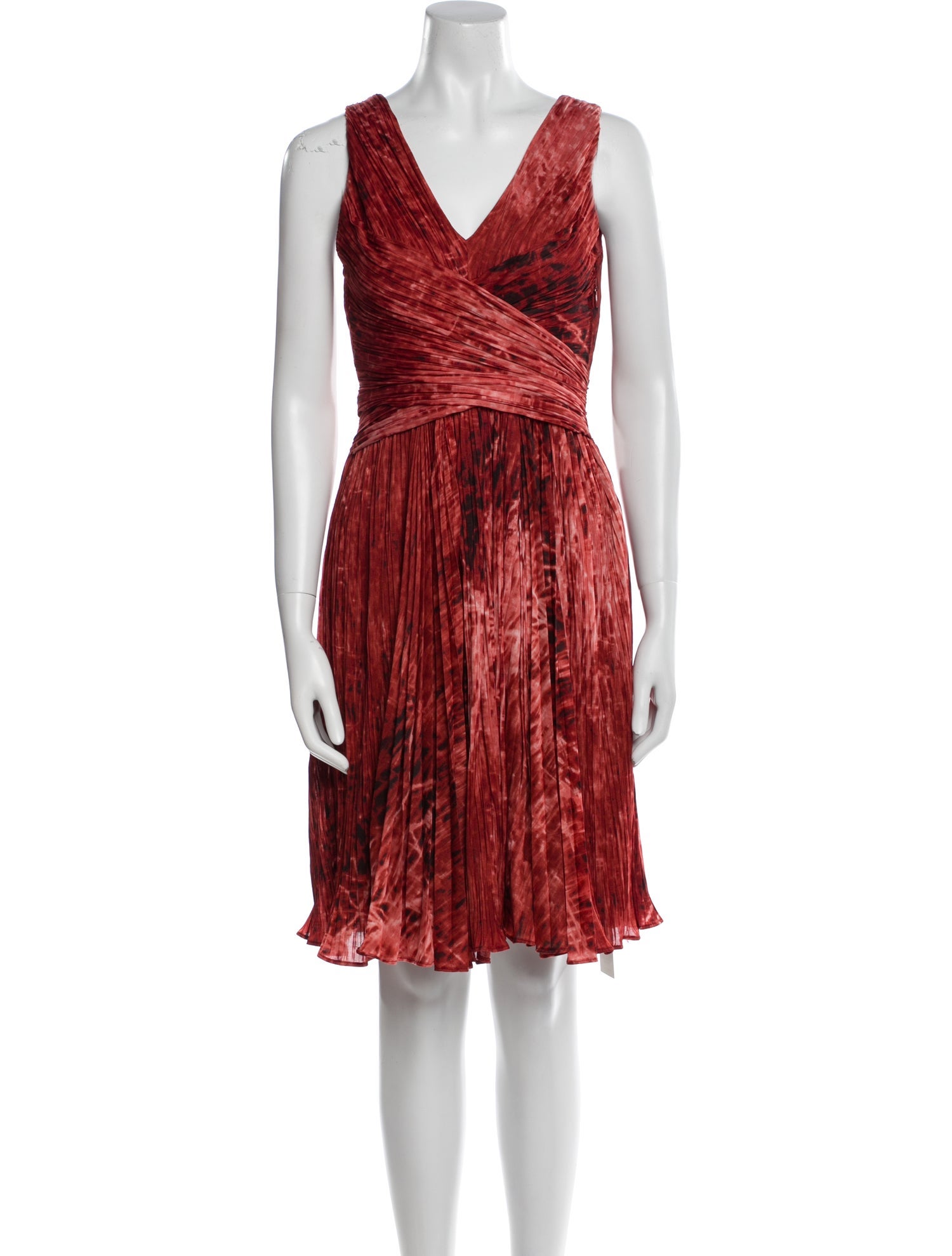 Halston Heritage V-Neck Knee-Length Dress