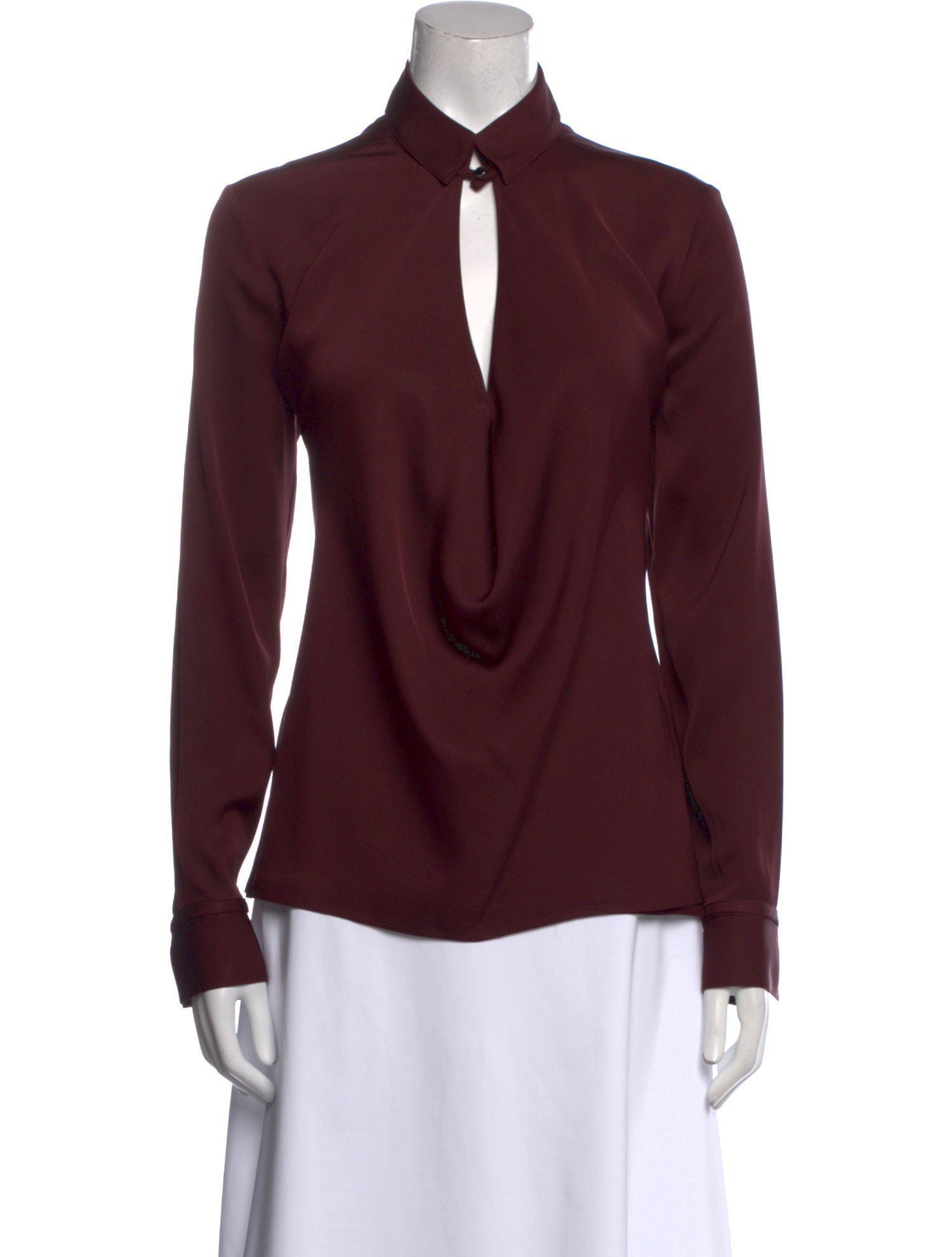 Halston Heritage V-Neck Long Sleeve Blouse
