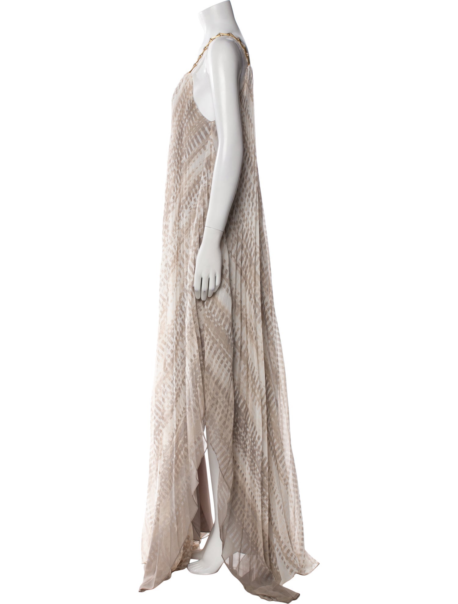 Halston Heritage Striped Long Dress