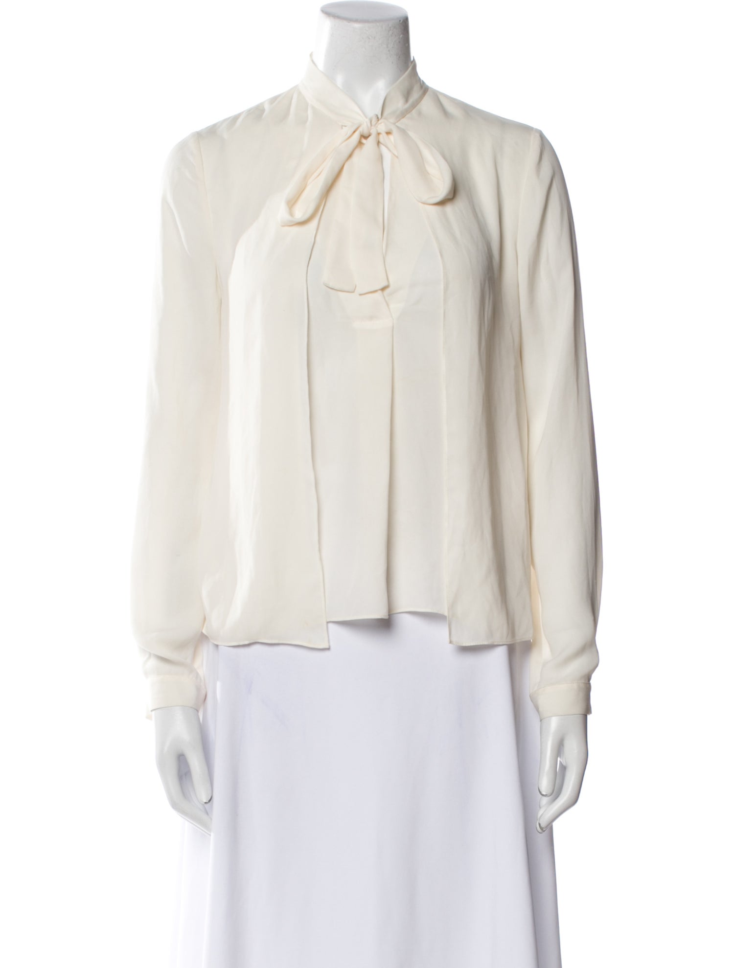Halston Heritage Silk Tie Neck Blouse