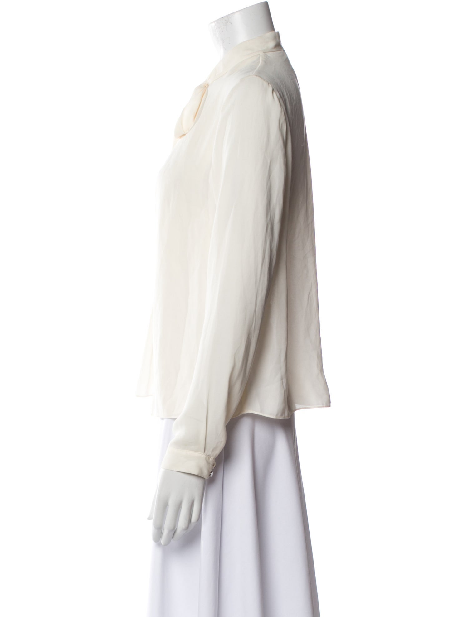 Halston Heritage Silk Tie Neck Blouse