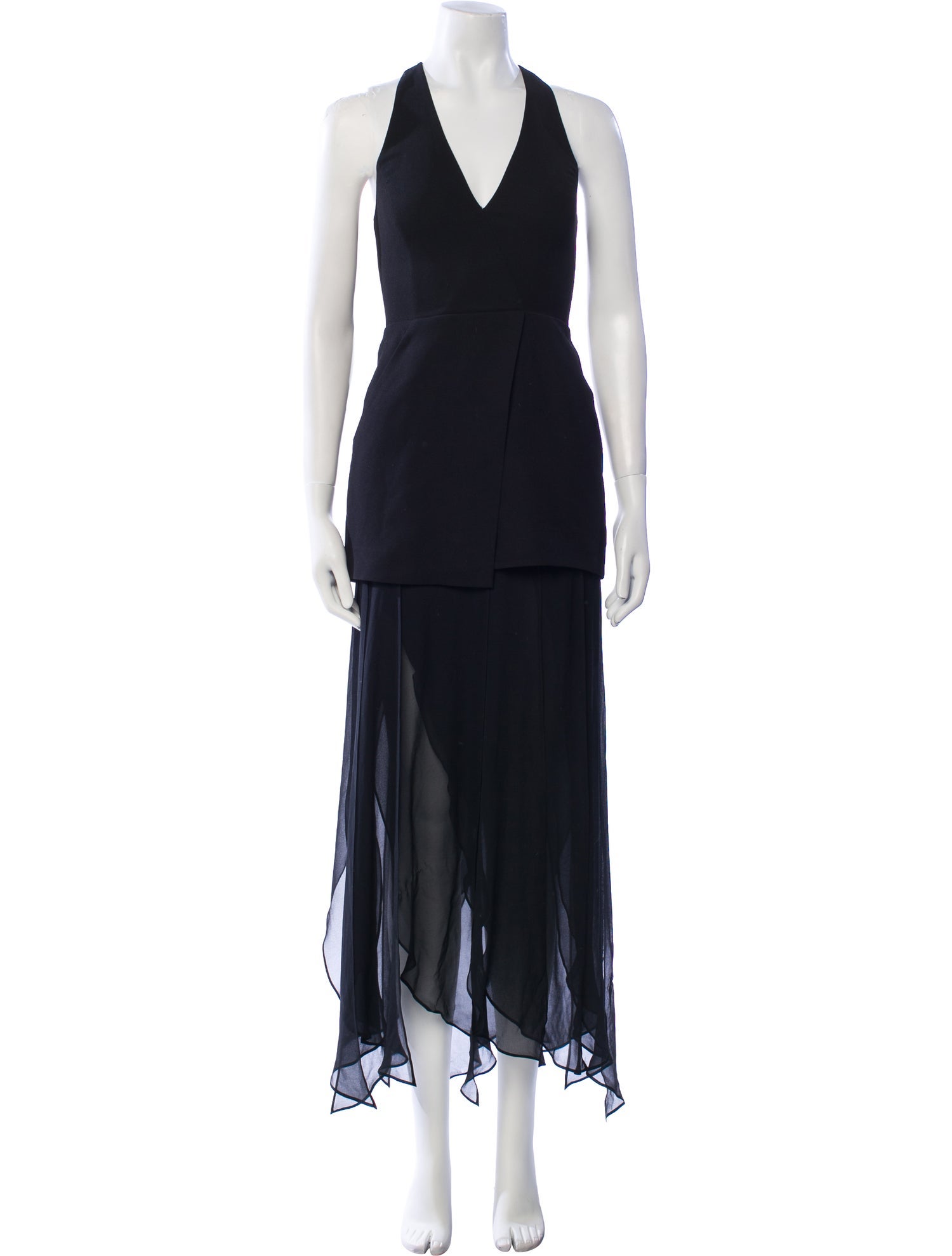 Halston Heritage V-Neck Long Dress