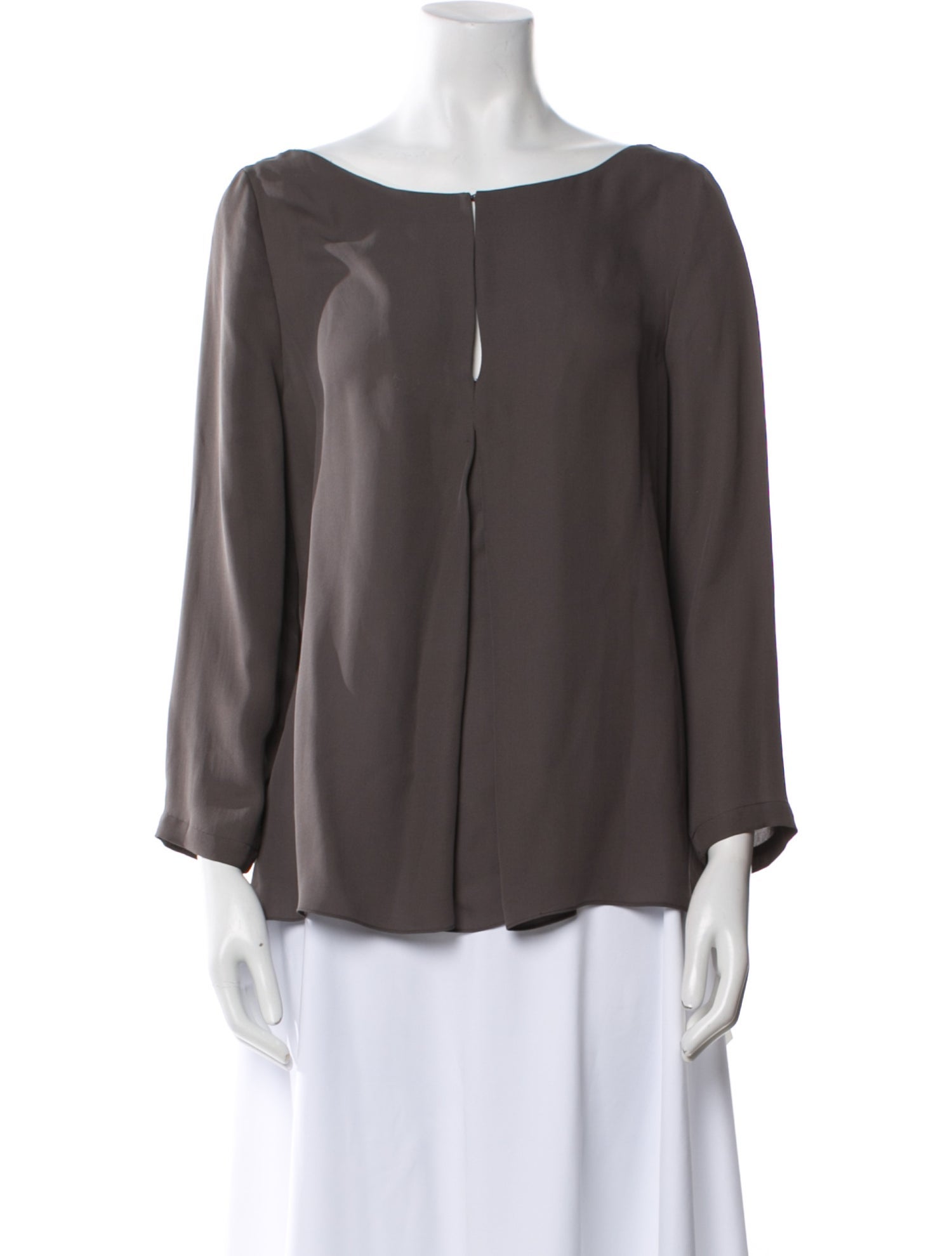 Halston Heritage Silk Bateau Neckline Blouse